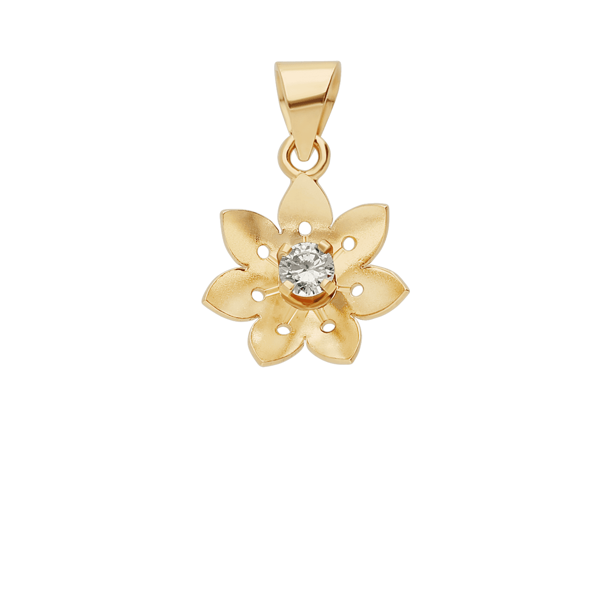 Pendant flower with white stone 1.0g 18K gold