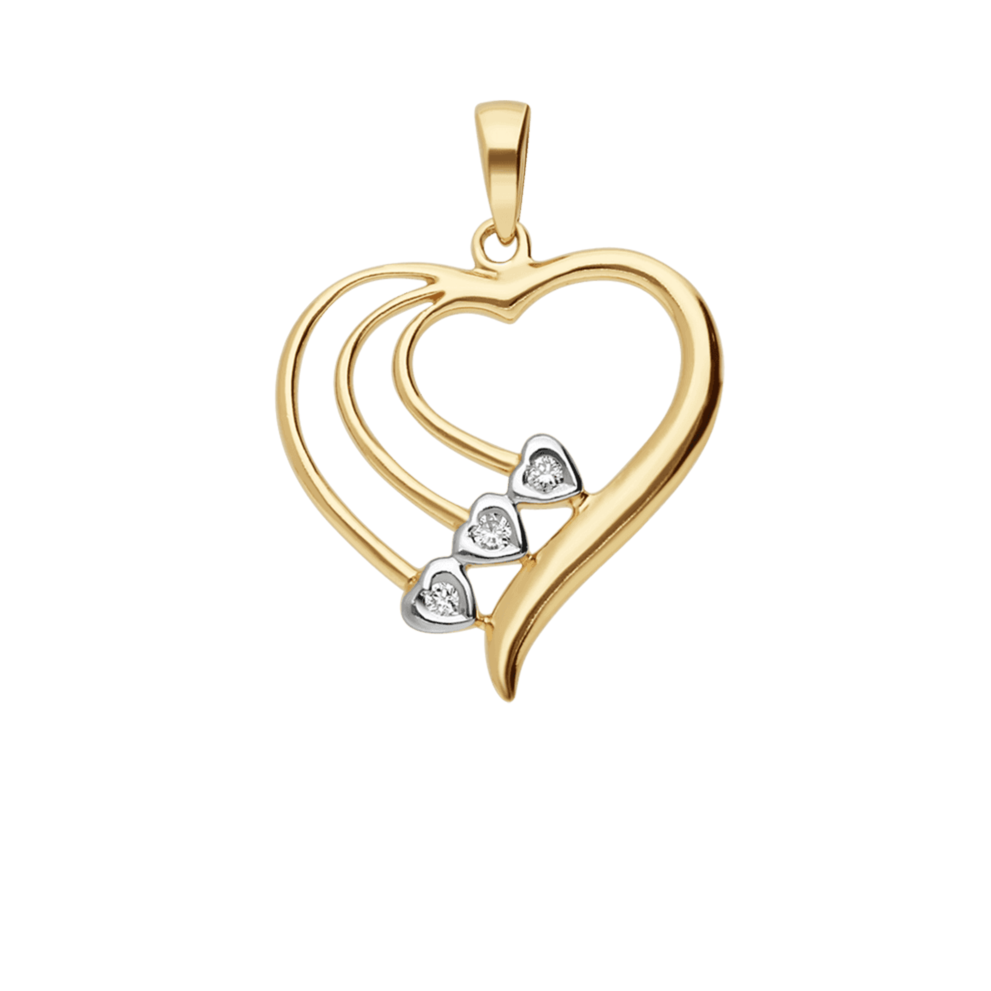 Heart pendant 0.015ct 18K gold