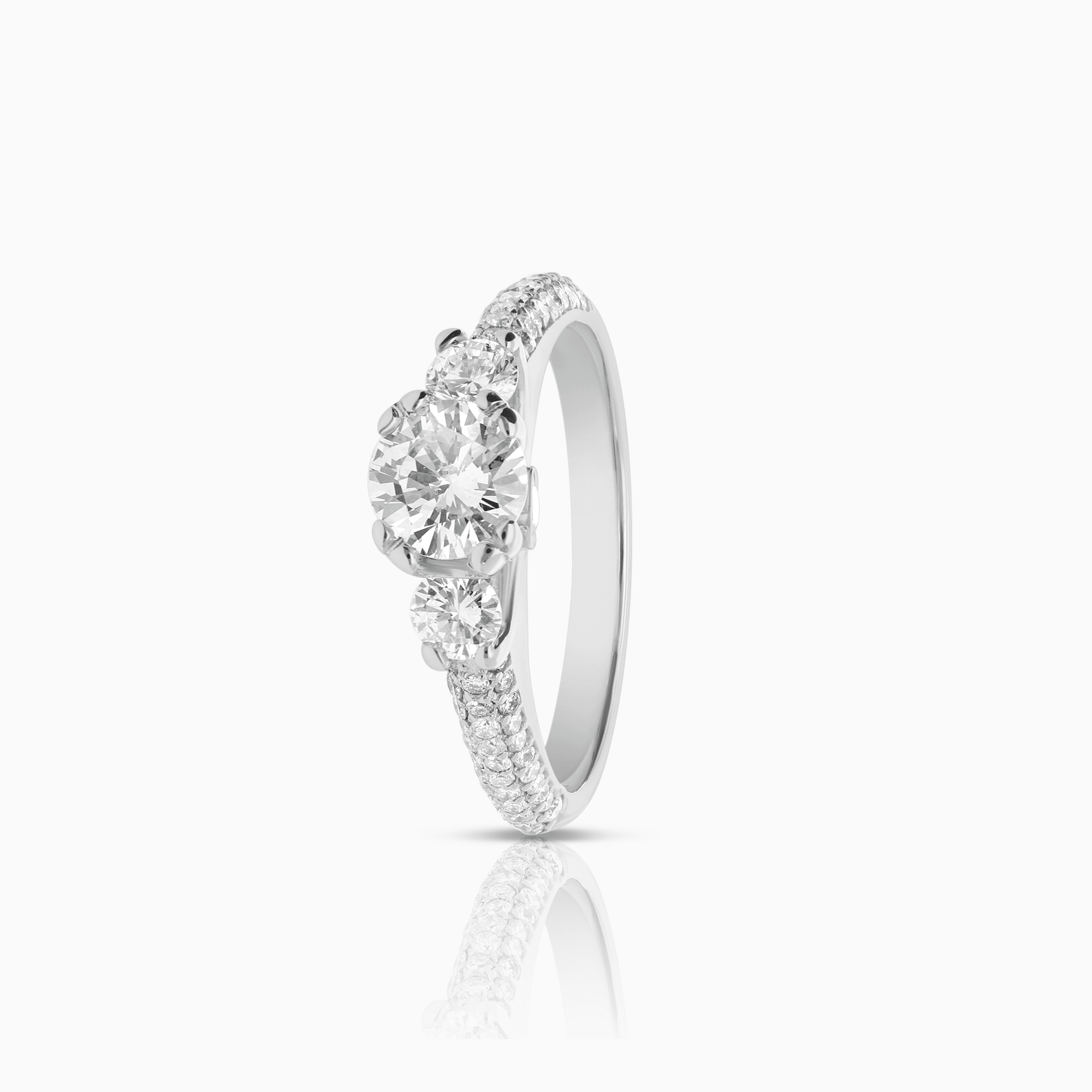 Three-stone ring 1.34ct 14K