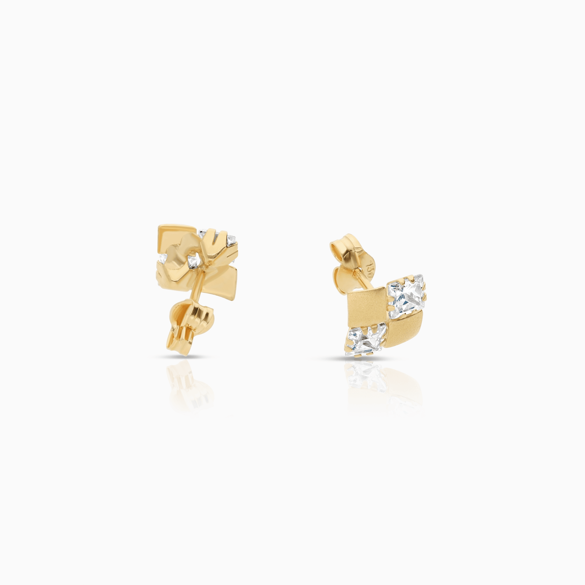 Gold earrings with white stones 0.87g 18K