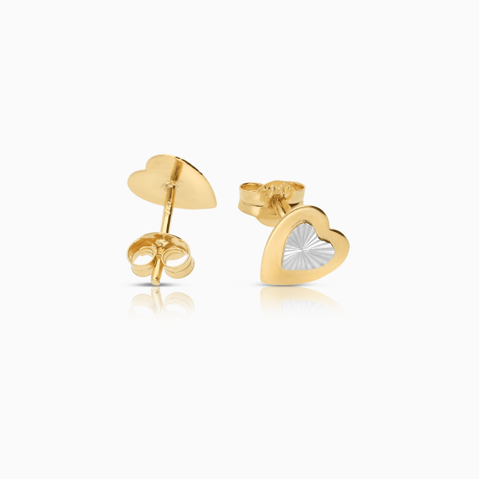 Gold heart earrings 0.63g 18K yellow/white gold