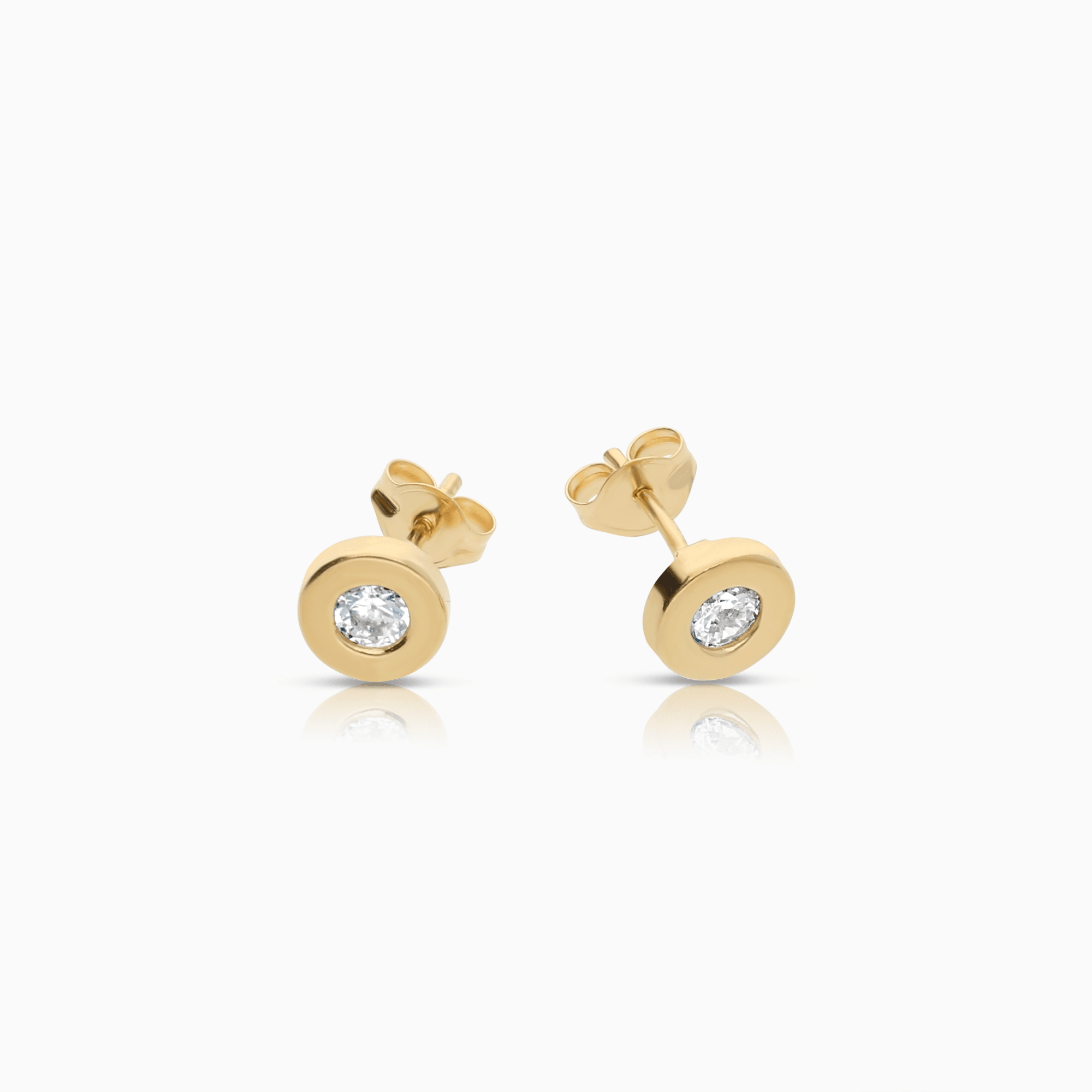 Gold earrings with white stones 0.50g 18K gold