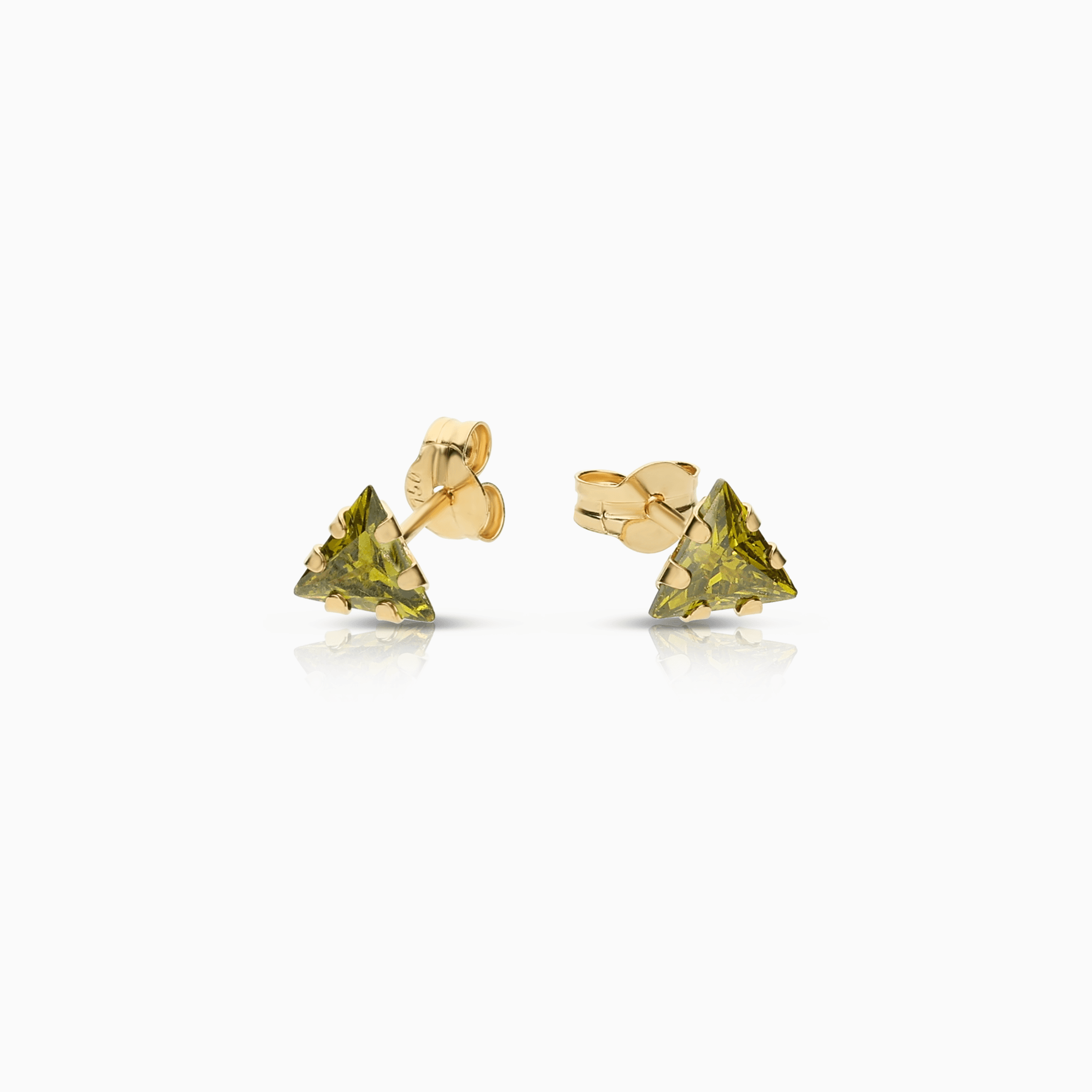 Gold earrings with green stones 0.65g 18K gold