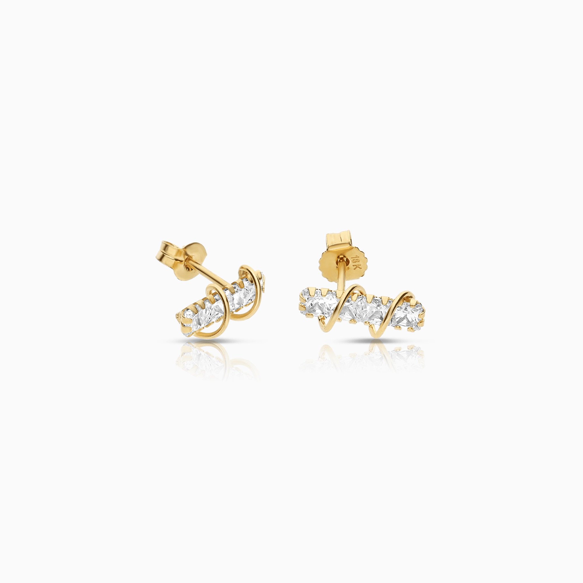 Gold earrings with white stones 1.0g 18K gold