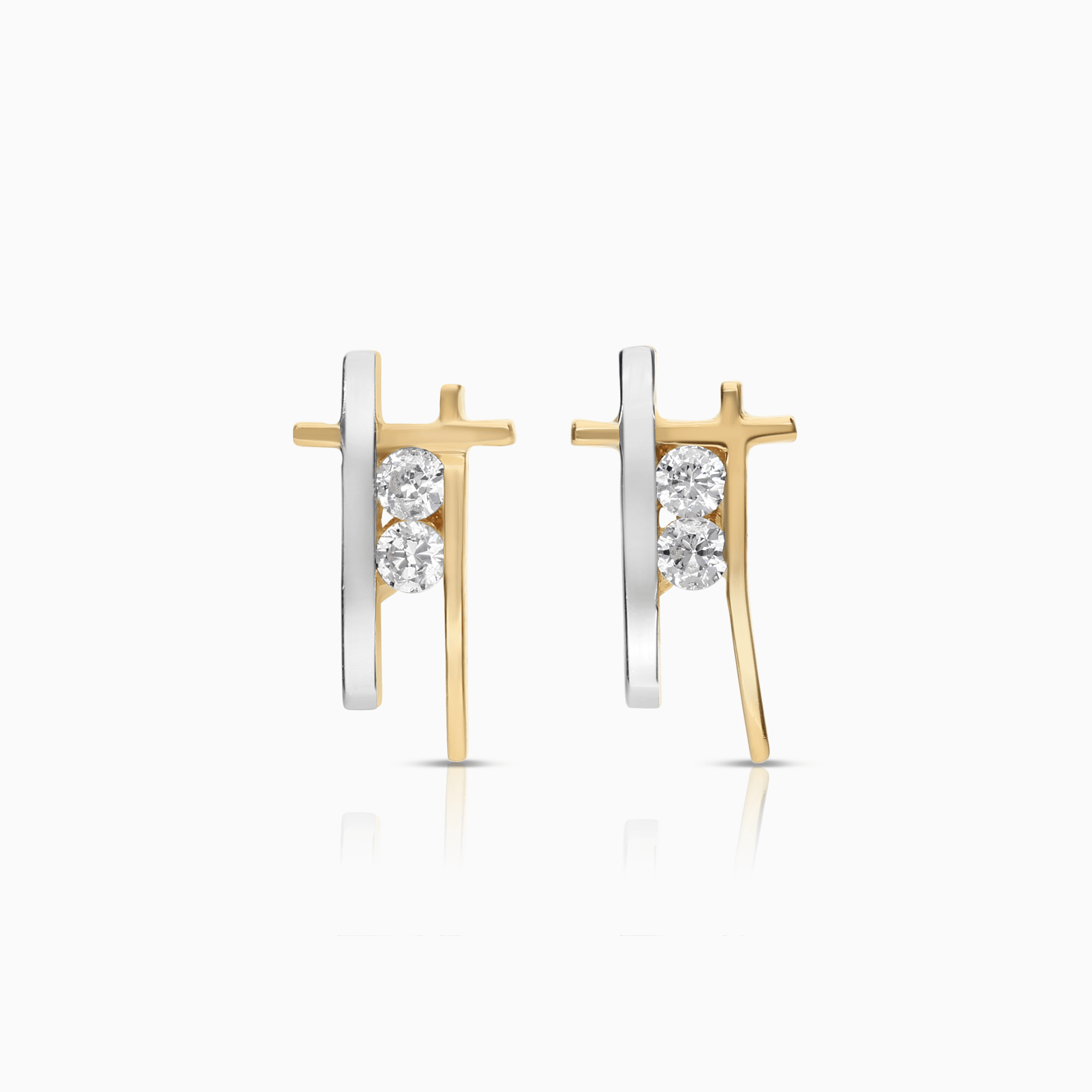 Gold earrings with white stones 1.39g 18K gold