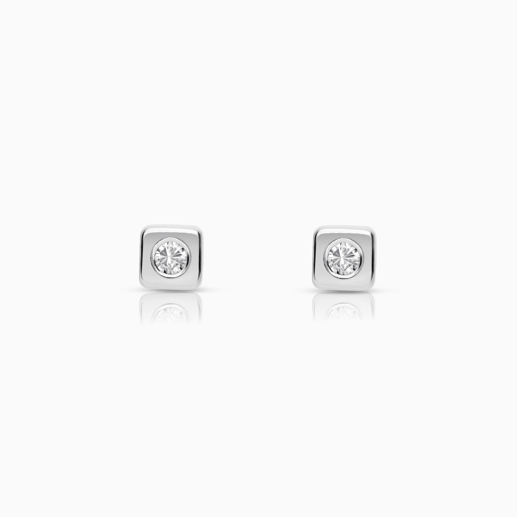 Gold earrings with white stones 0.70g 18K white gold