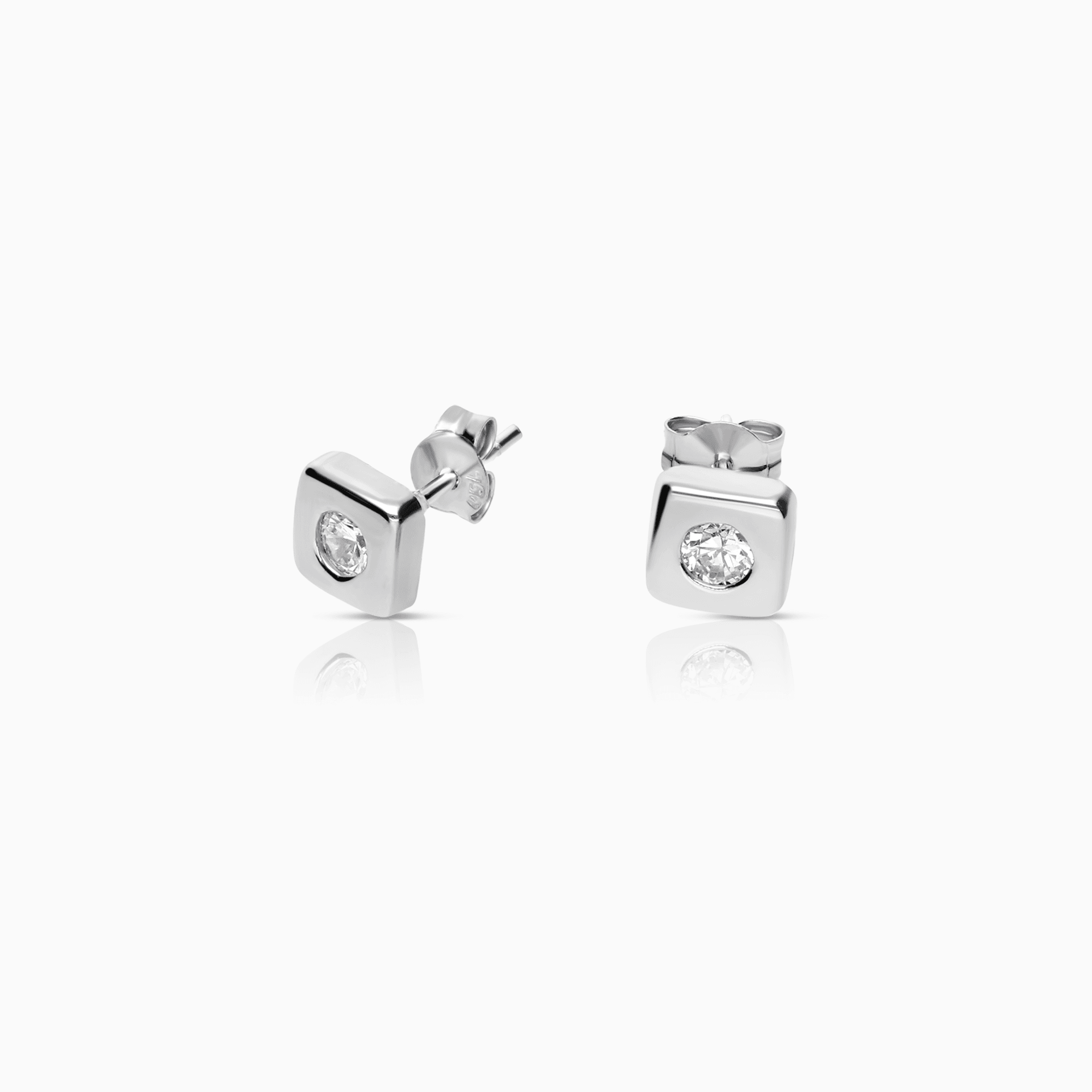 Gold earrings with white stones 0.70g 18K white gold