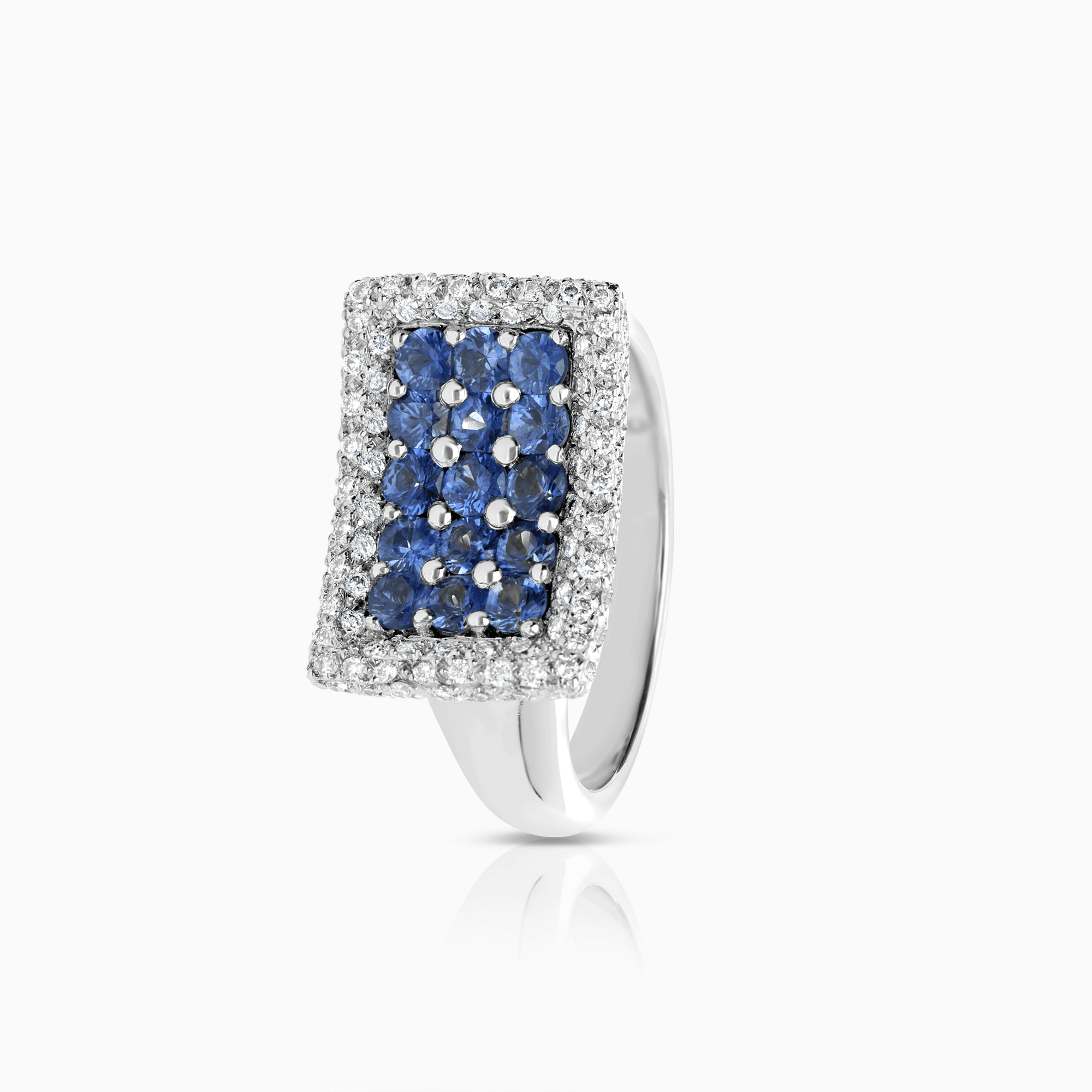 Diamond ring with sapphires 1.41ct 18K