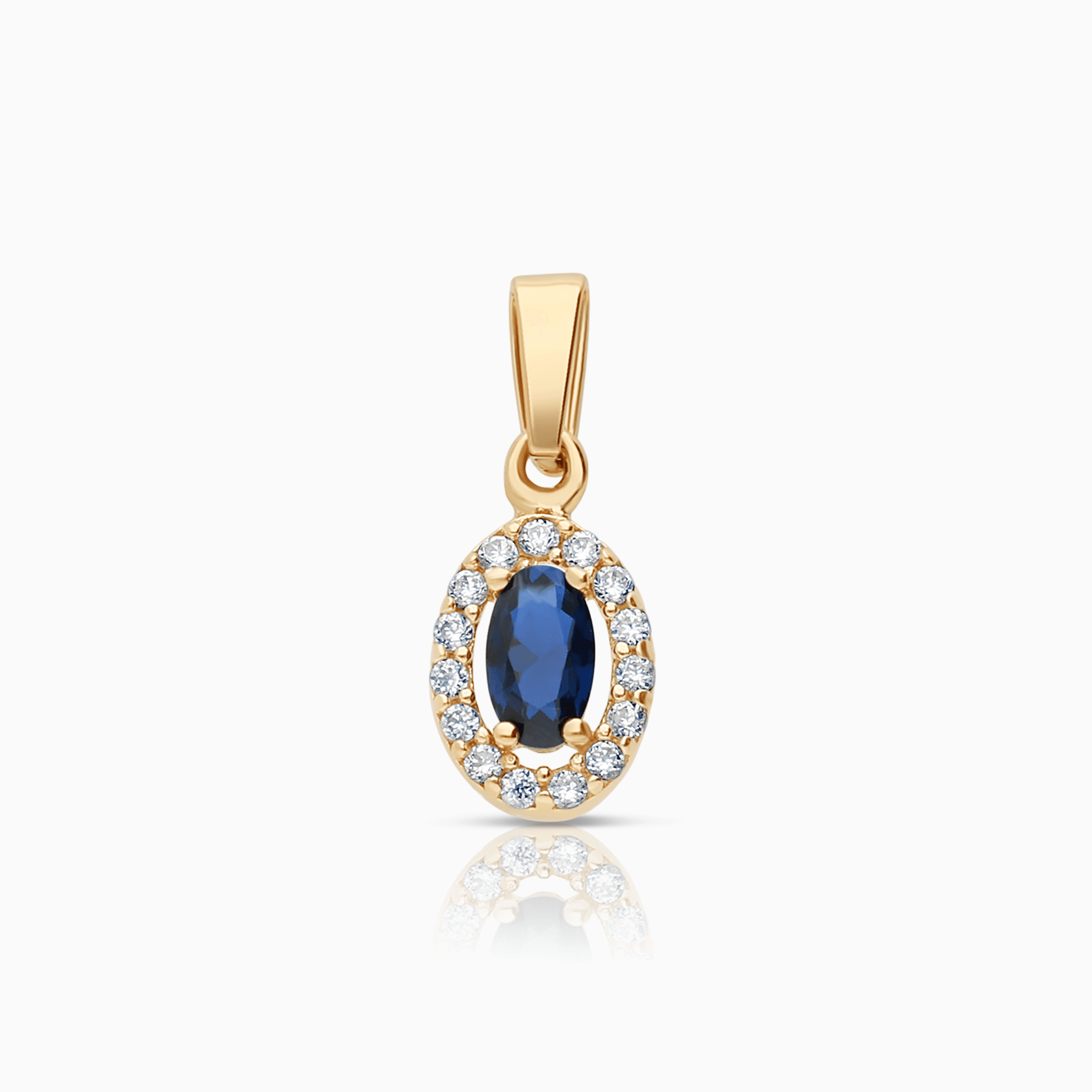 Hängsmycke vita stenar & safir 0,65g 18K guld