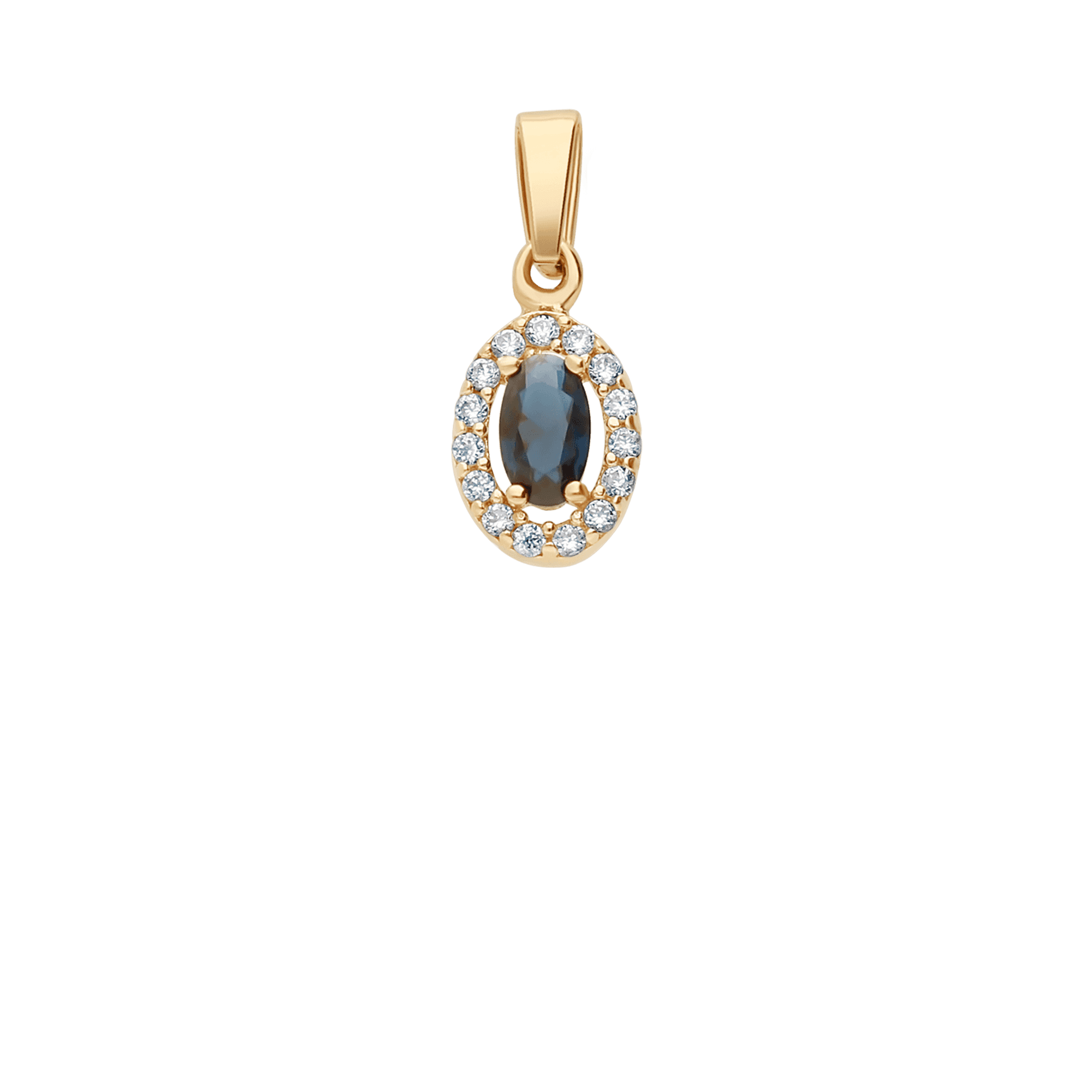 Hängsmycke vita stenar & safir 0,65g 18K guld