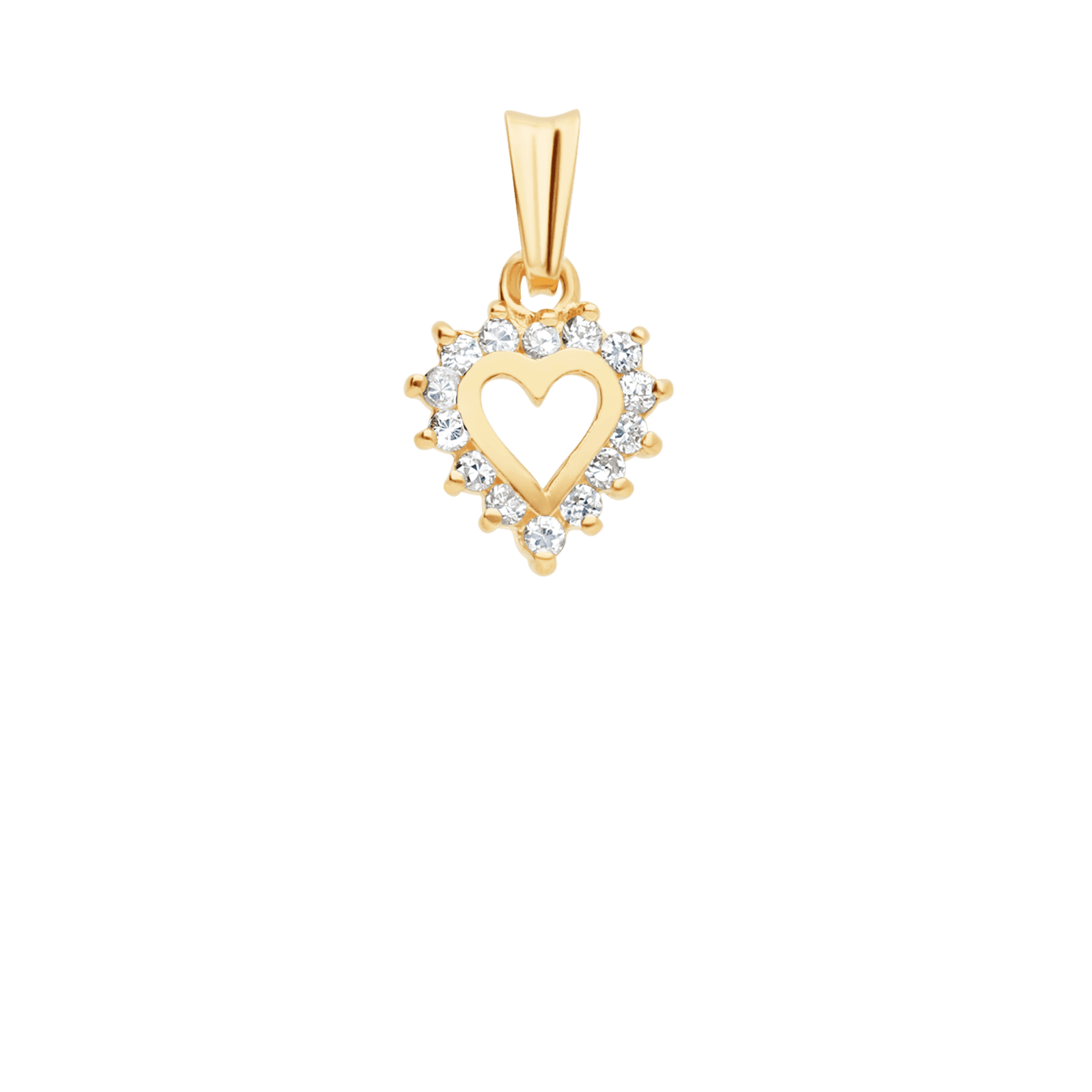 Heart pendant with white stones 1.1g 18K gold