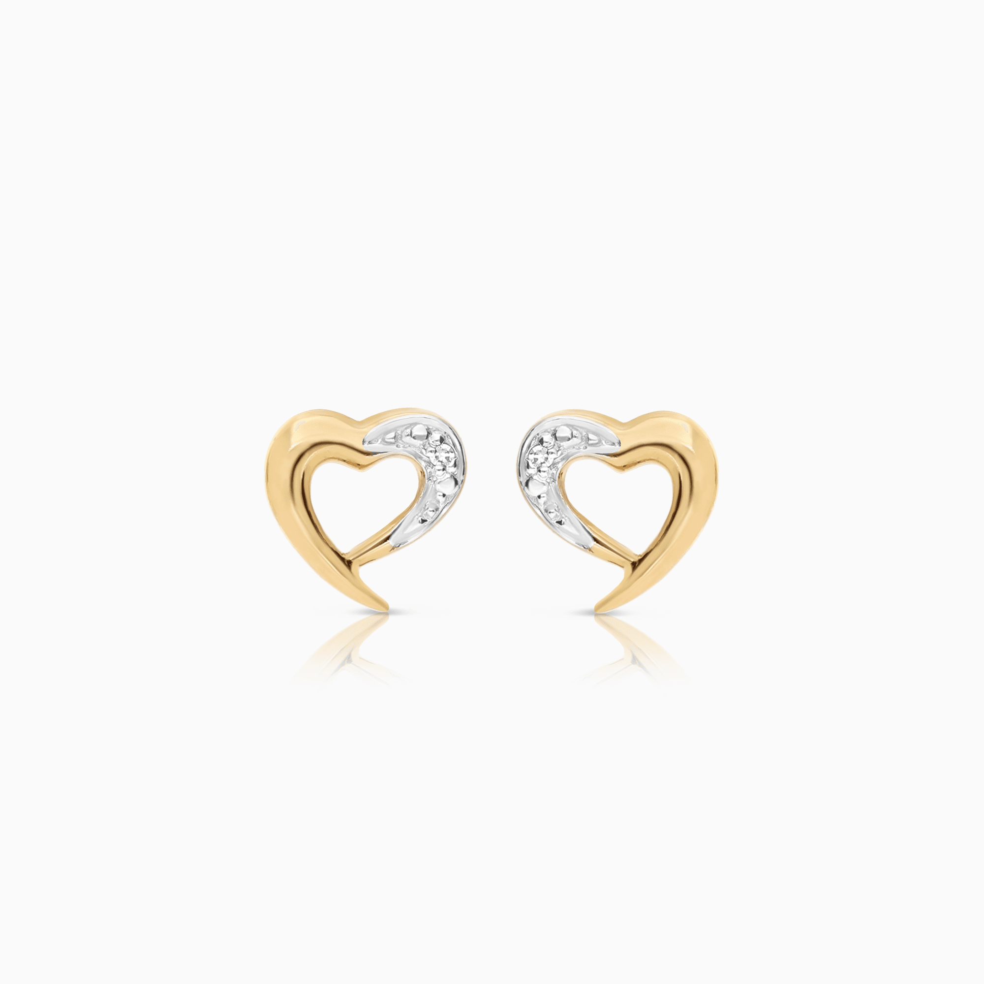 Diamond earrings hearts 0.01ct 18K gold