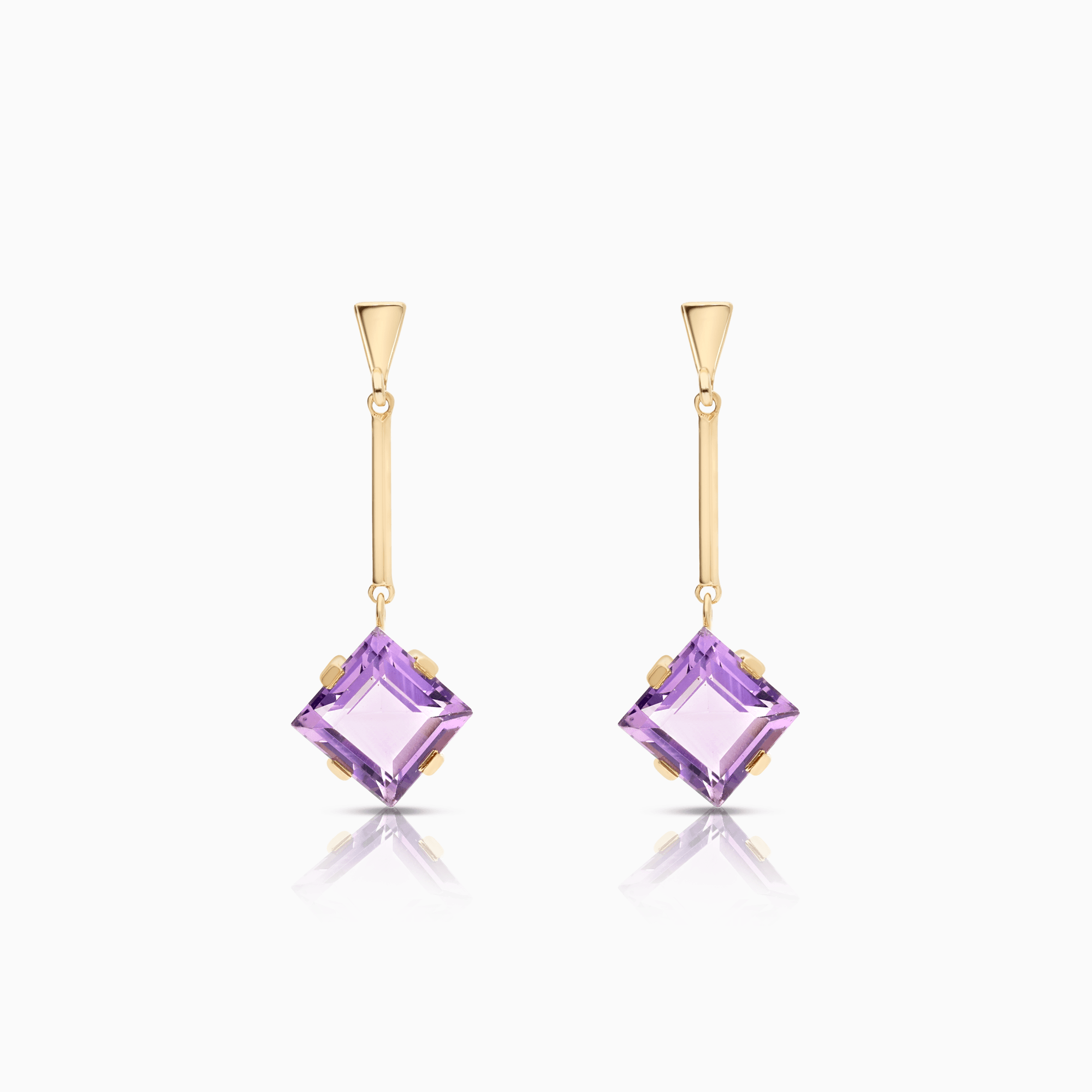 Gold earrings with purple stones 3.70g 18K