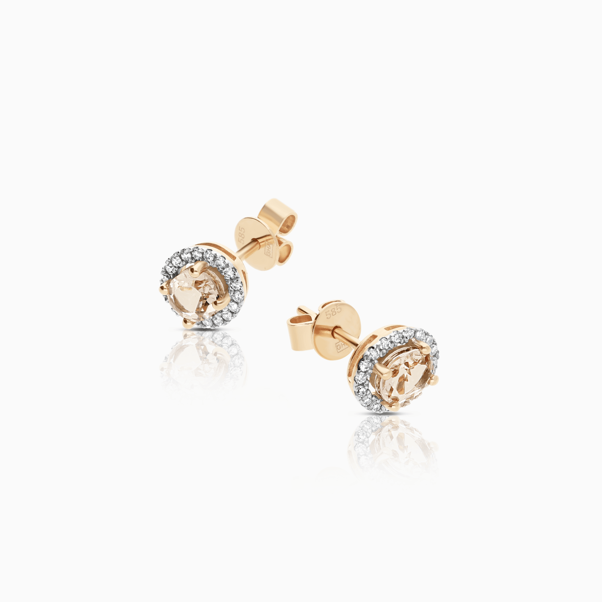 Diamantörhängen halo 0,15ct 14K roséguld