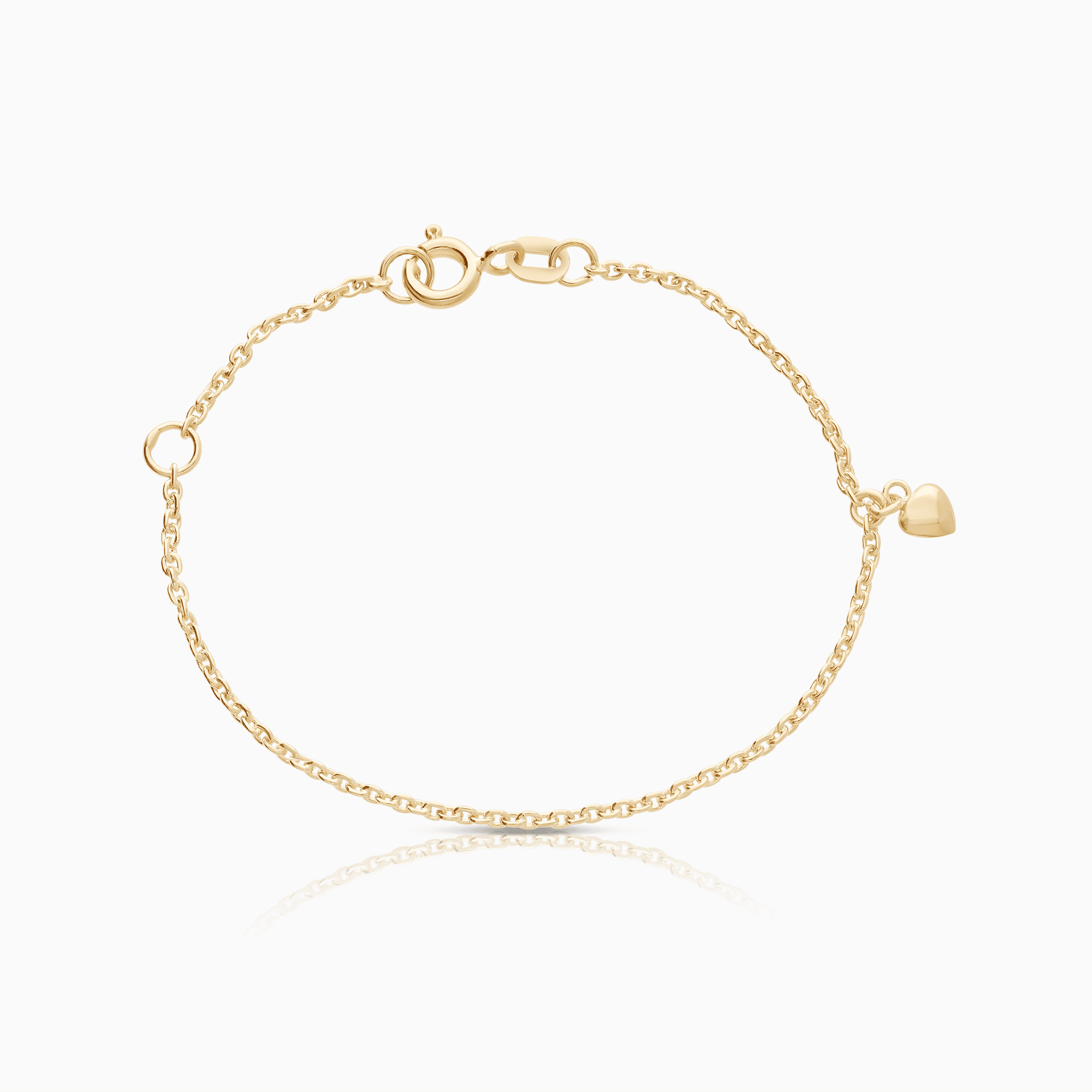 Cable bracelet with heart charm 1.45g 18K gold