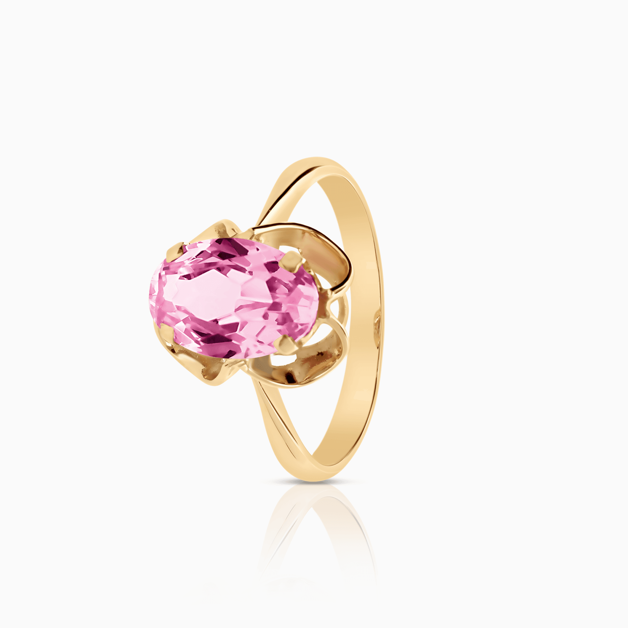 Guldring med rosa sten 4,58g 14K roséguld