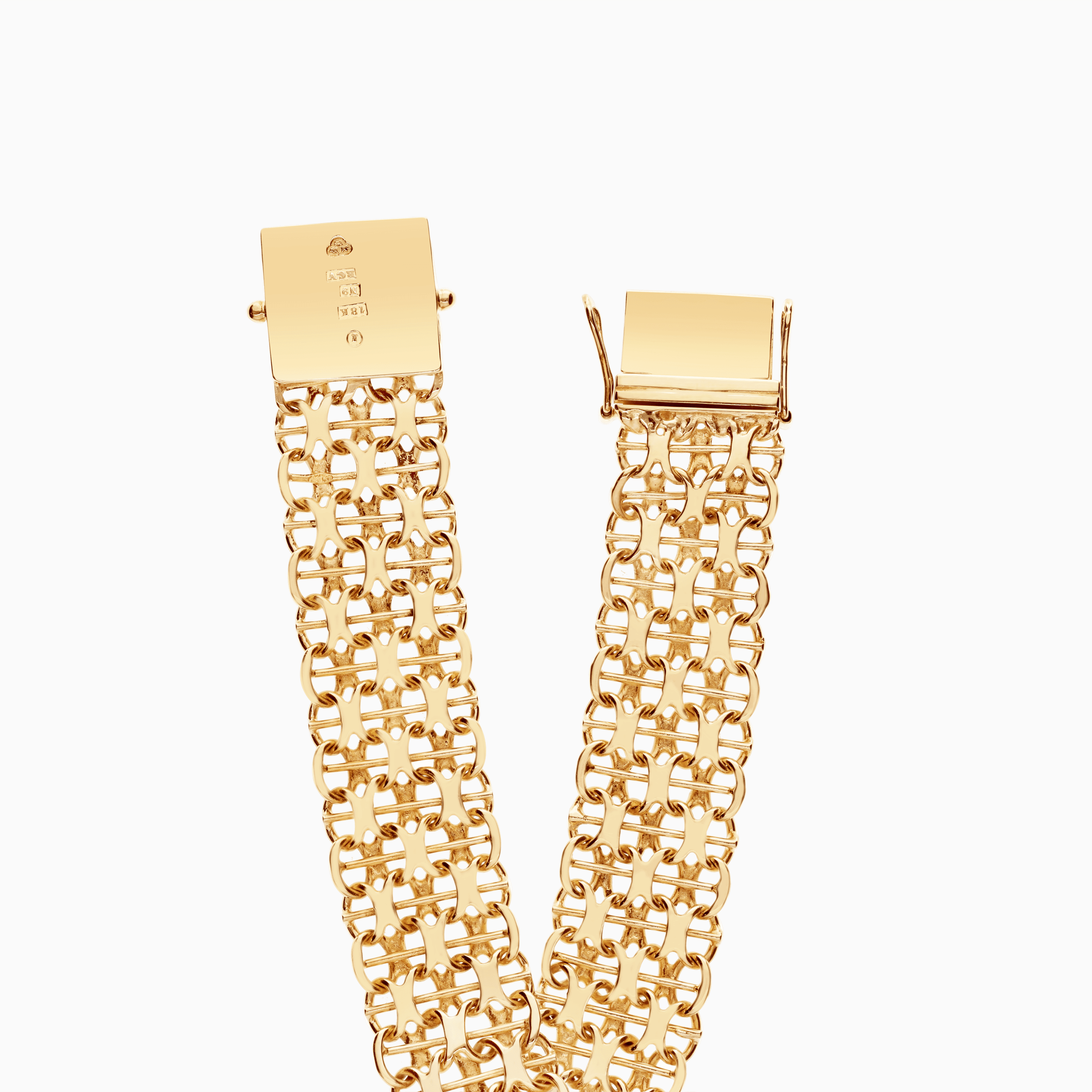 X-link bracelet with bar 29.05g 18K gold