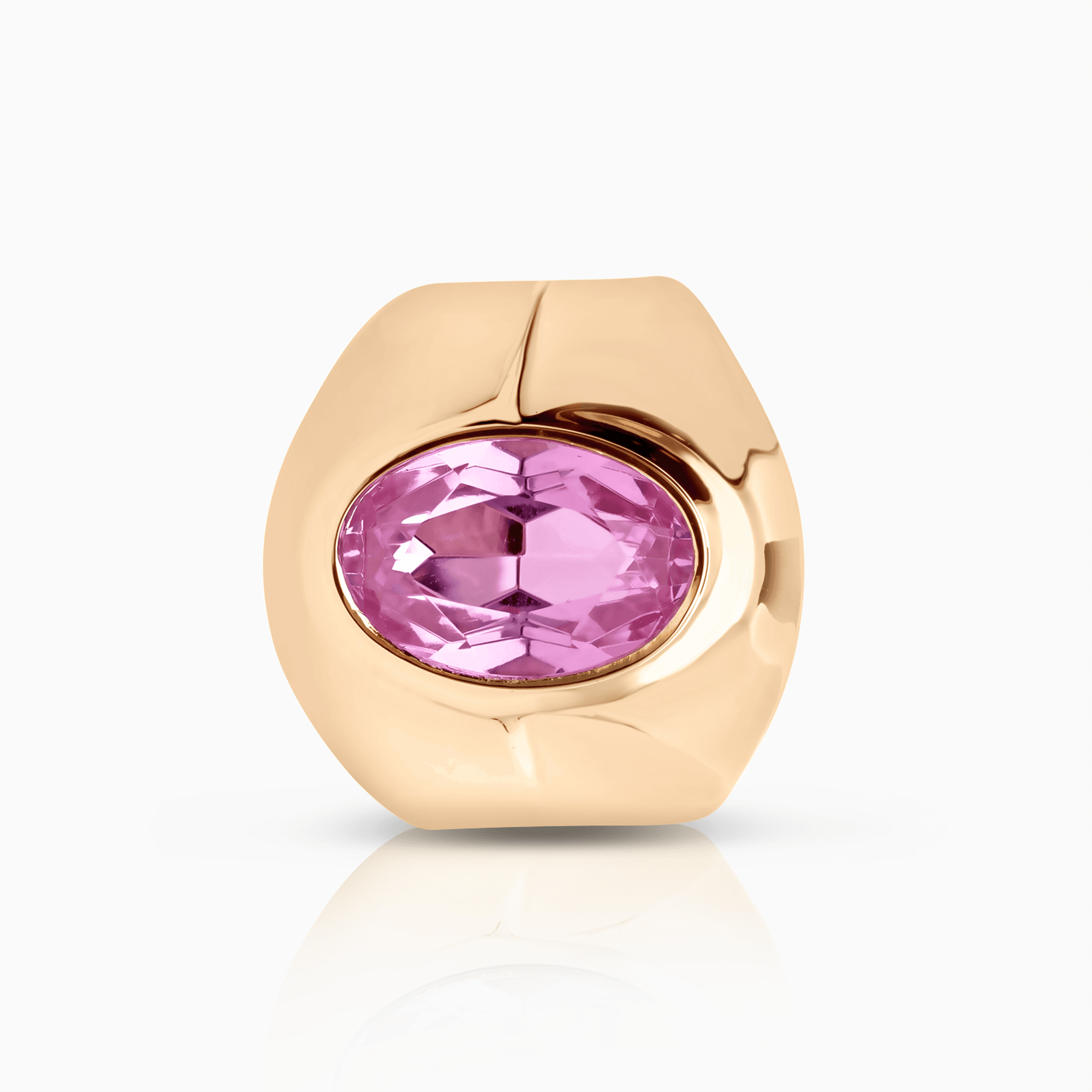 Statement ring with pink stone 6.15g 14K rose gold