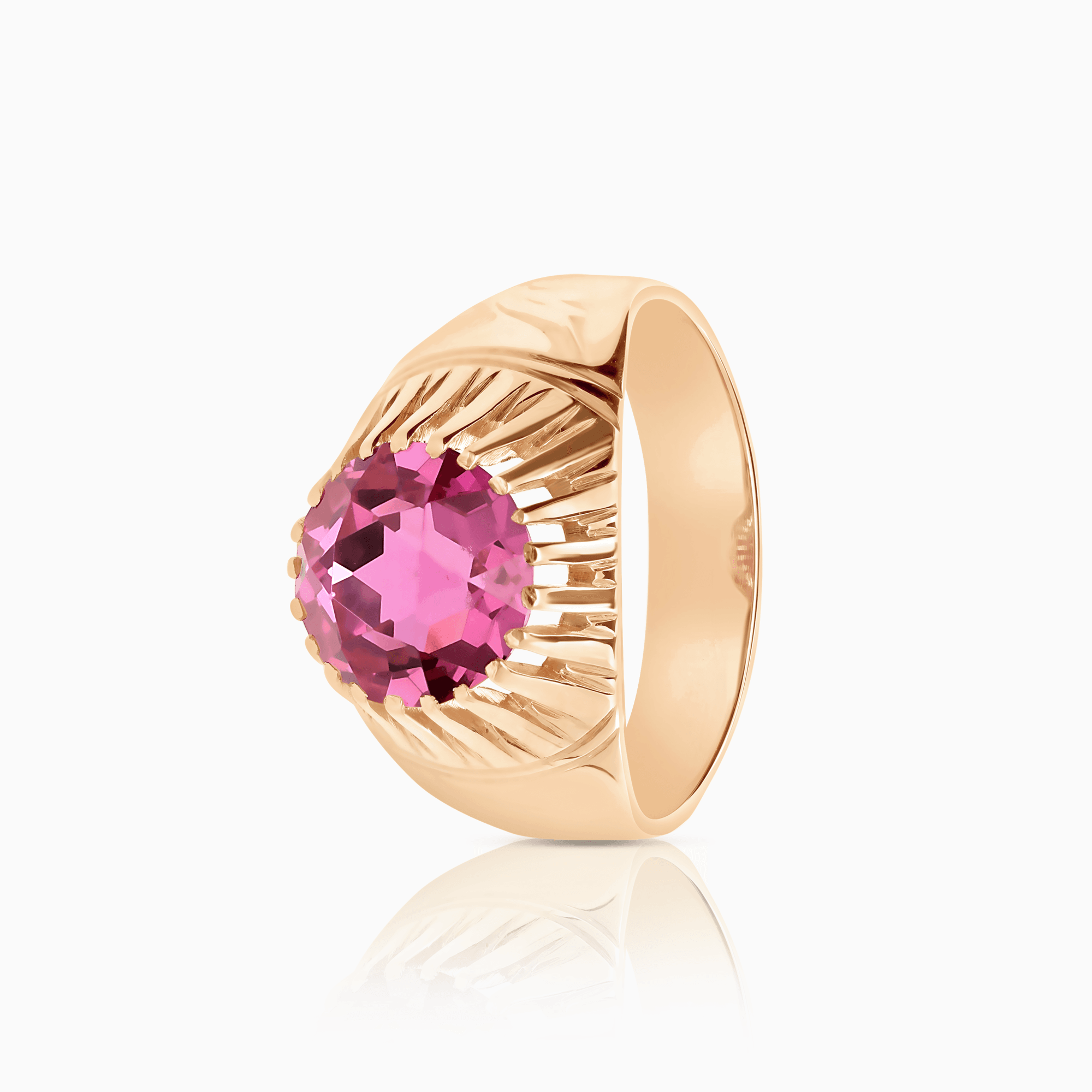 Guldring med en röd sten 5,80g 14K roséguld