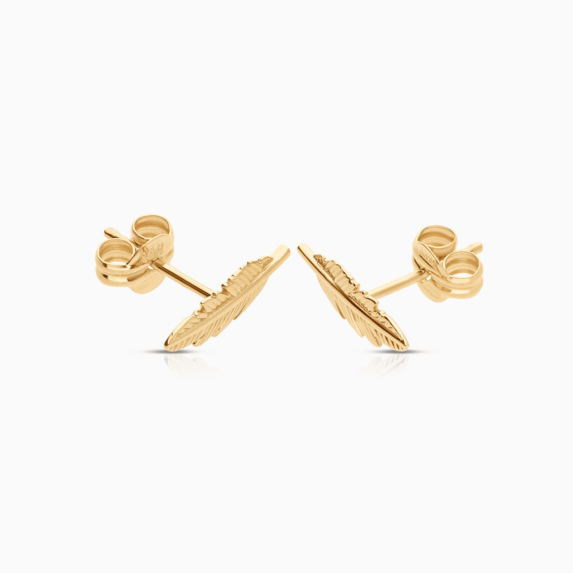 Gold earrings feather 0.75g 18K gold