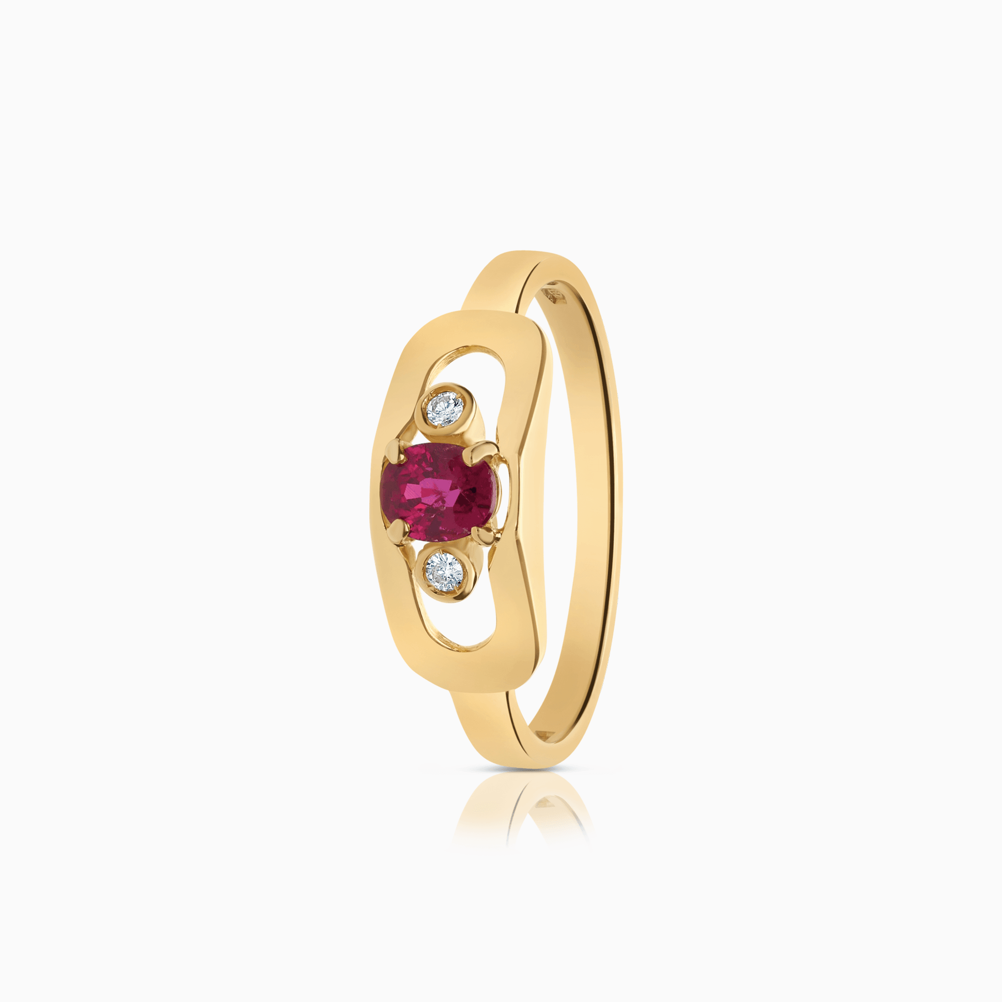 Gemstone ring with diamonds 0.04ct 18K gold