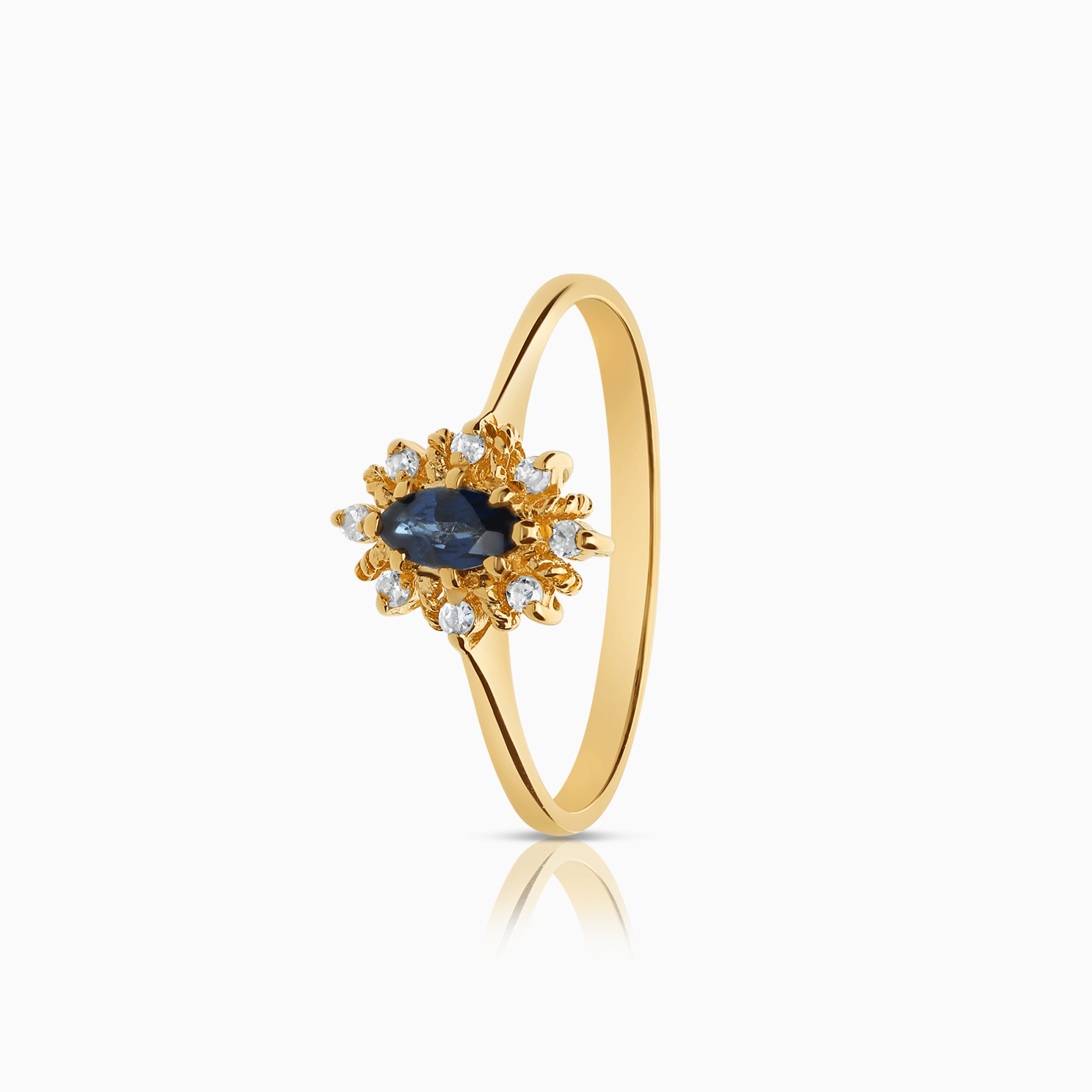 Gemstone Ring with Diamonds 0.06ct 18K Gold