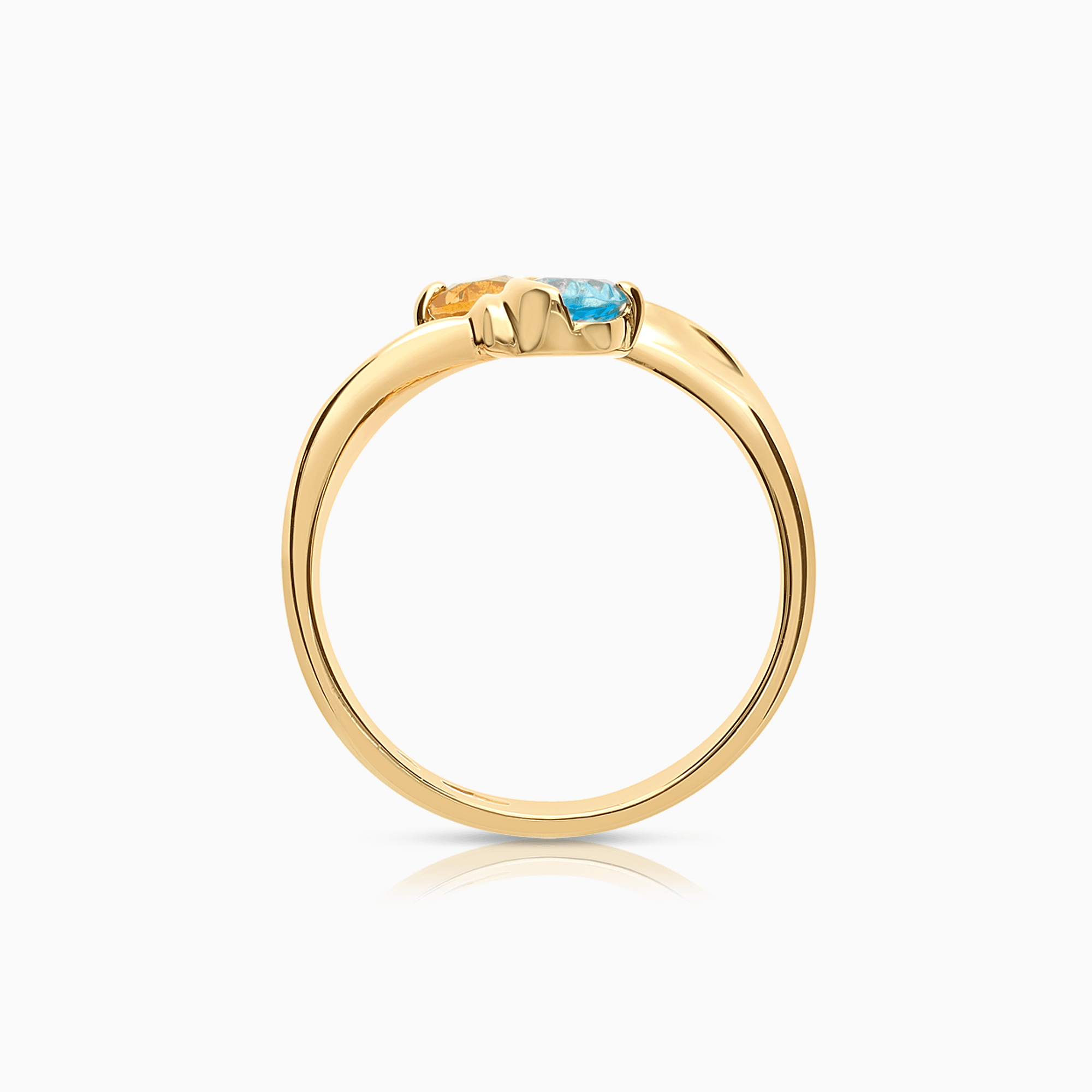 Guldring med två färgade cubic 4,29g 18K guld