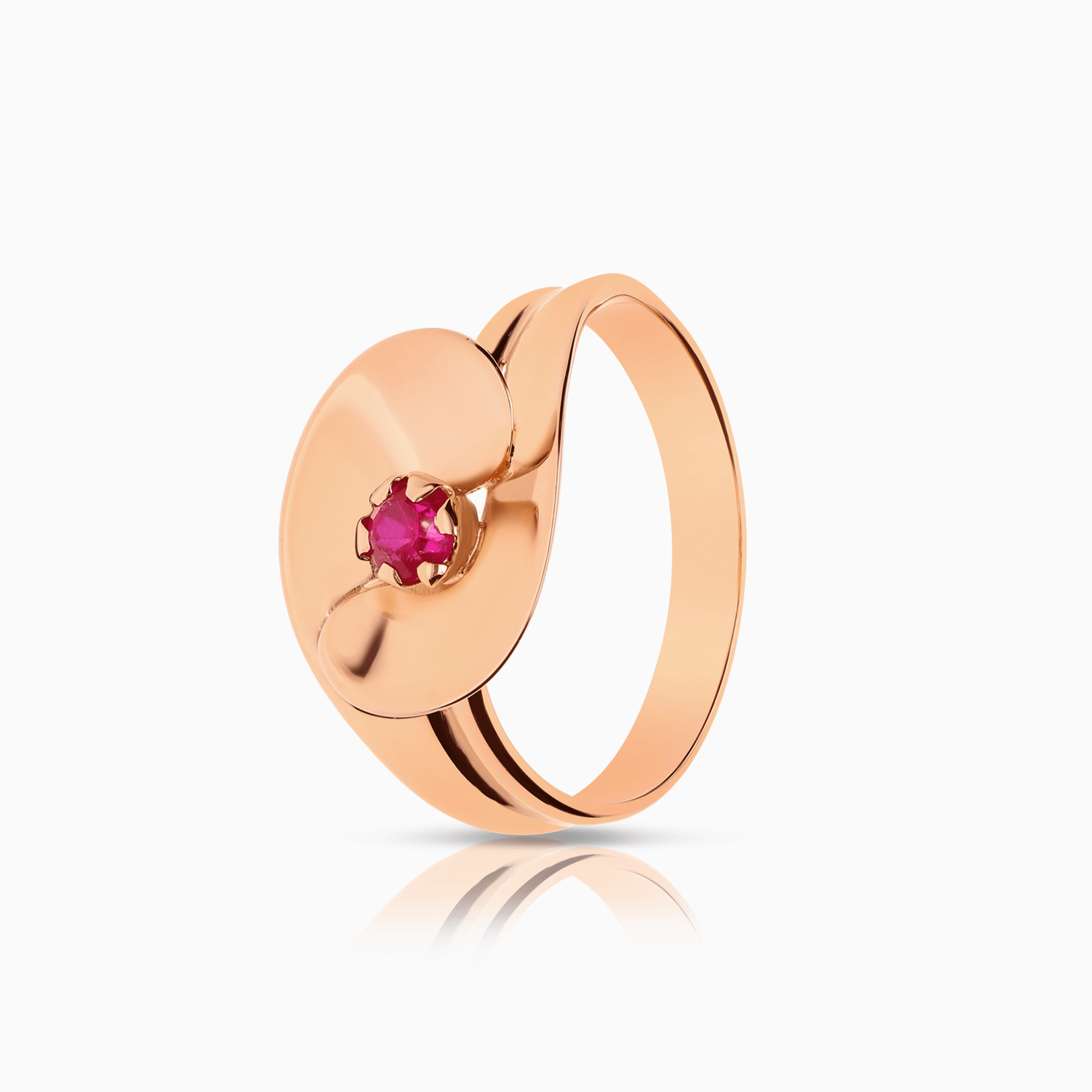 Guldring med rubin 4,08g 18K roséguld