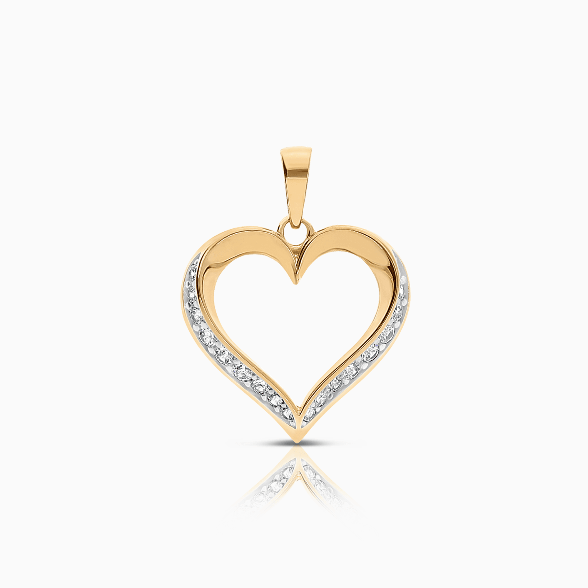Heart pendant with white cubic zirconia 0.87g 18K gold