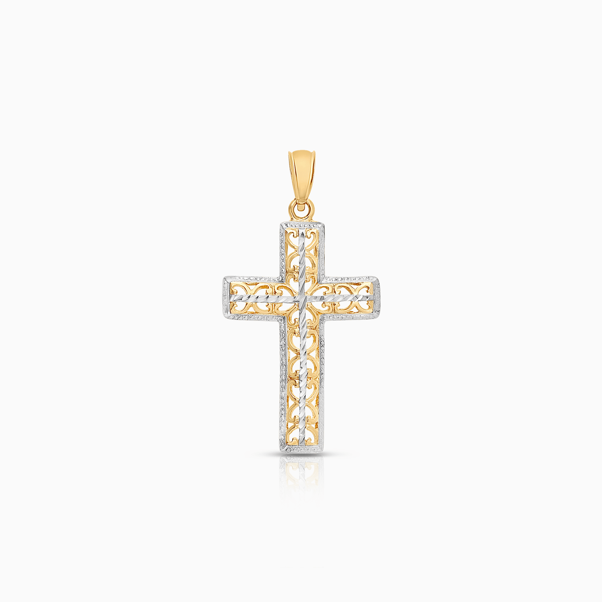 Cross pendant 1.21g 18K white/yellow gold