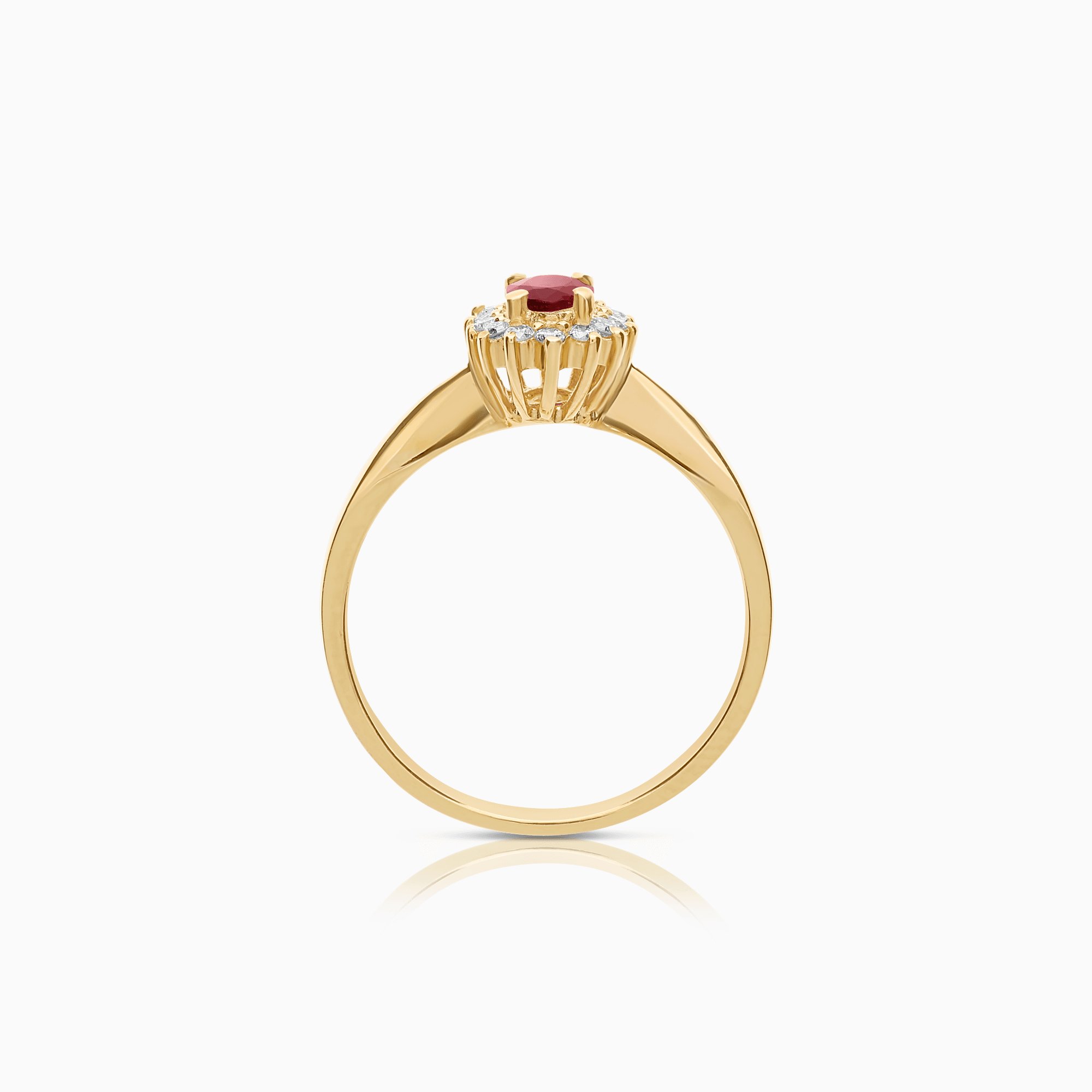 Diamond ring with red ruby 0.57ct 18K gold