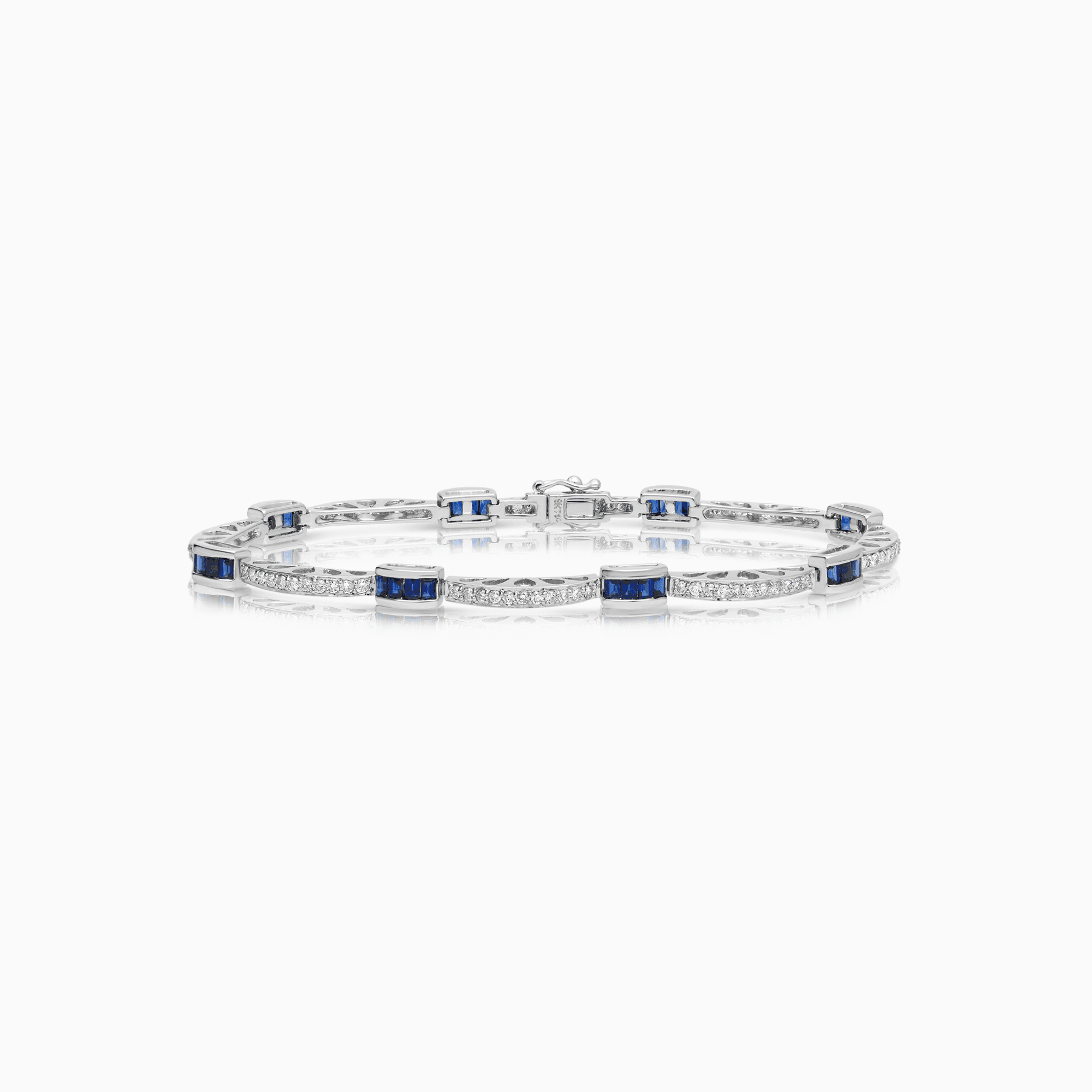 Diamantarmband med blå safirer 1,30 18K vitguld
