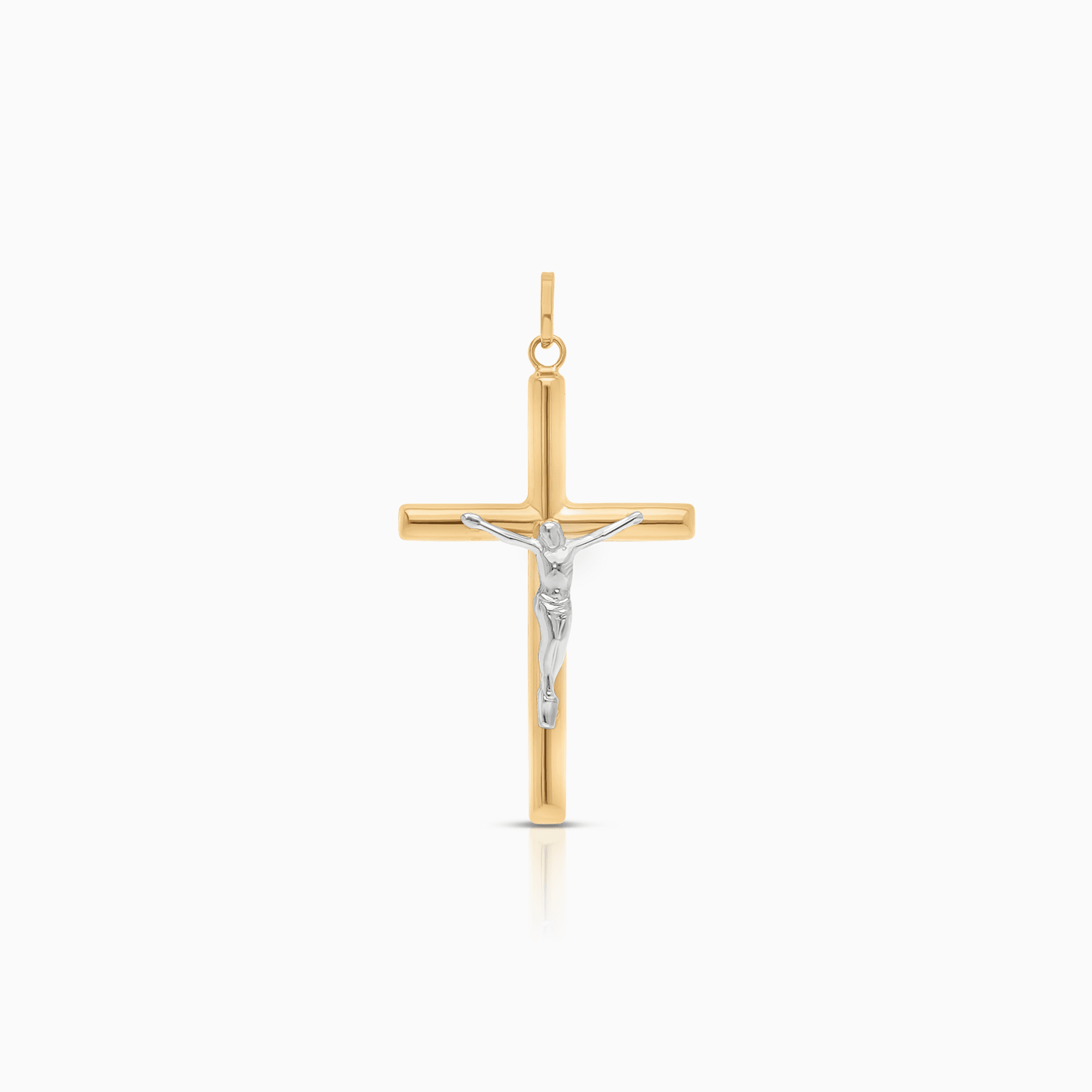 Hängsmycke kors med jesus 0,88g 9K vit/gulguld