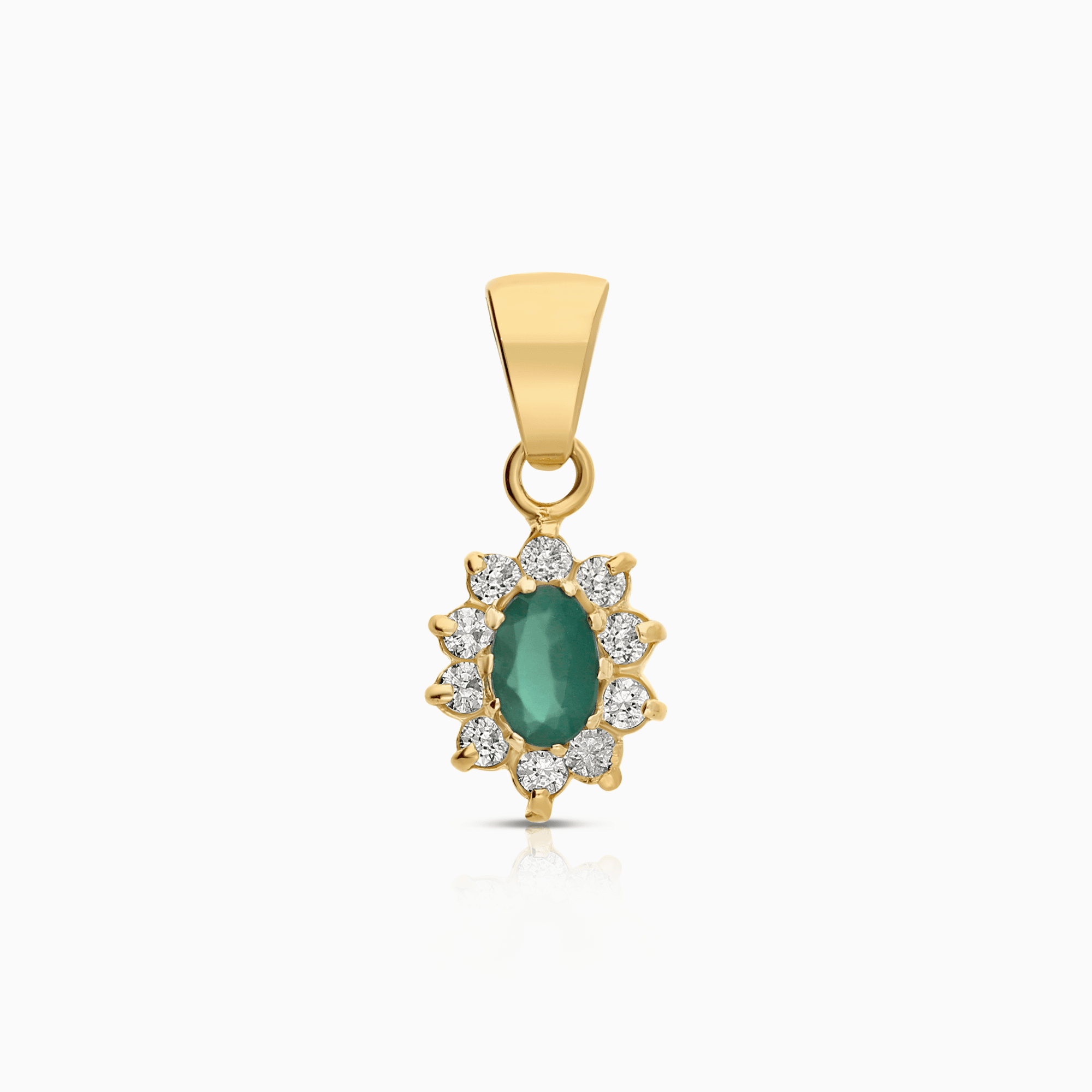 Pendant with cubic and emerald 1.44g 18K gold