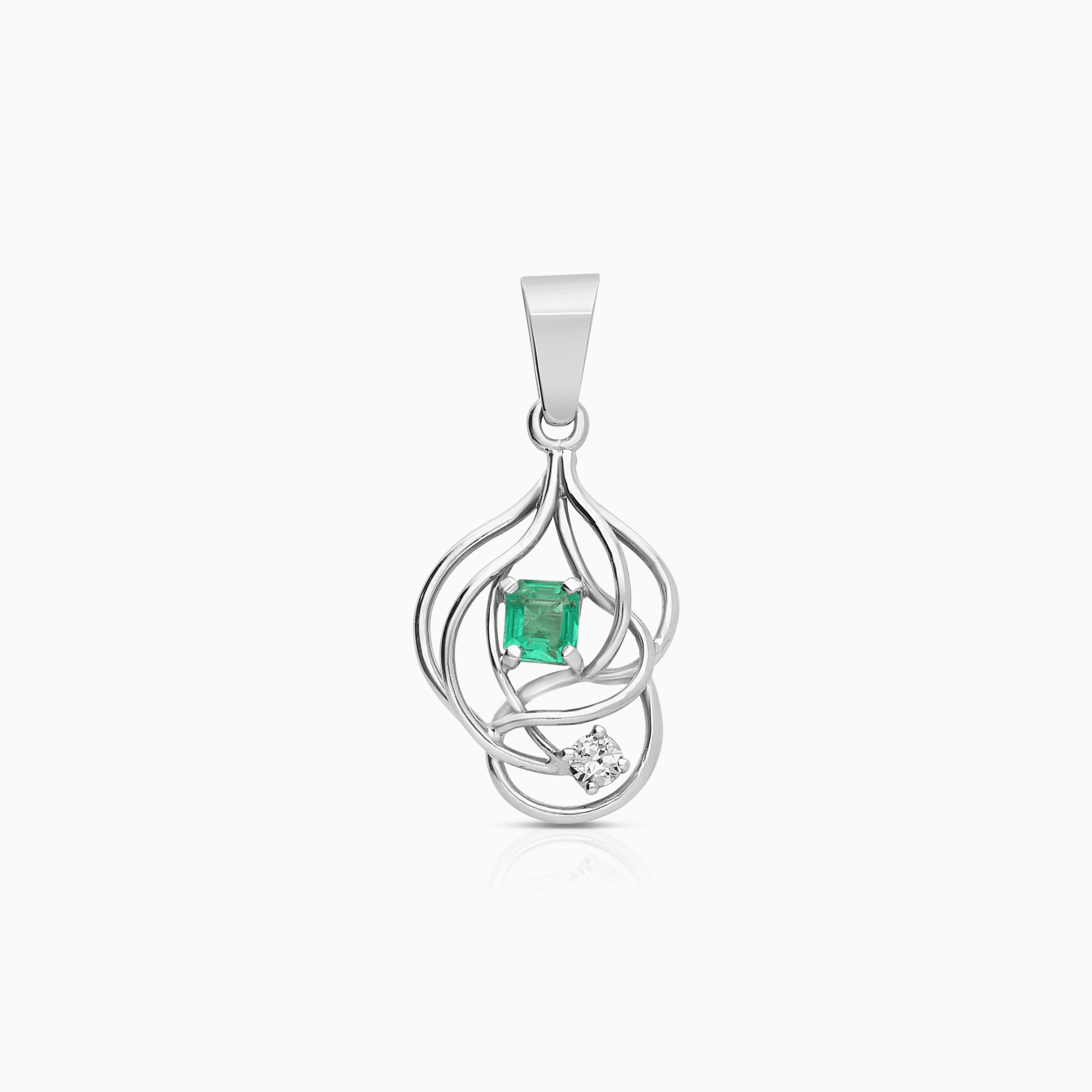 Diamanthänge med en grön smaragd 0,05ct 18K vitguld