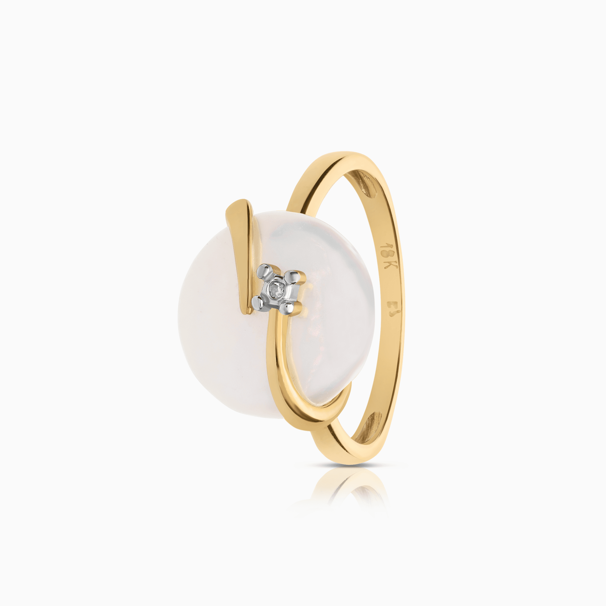 Pärlring med diamant 0,005ct 18K guld