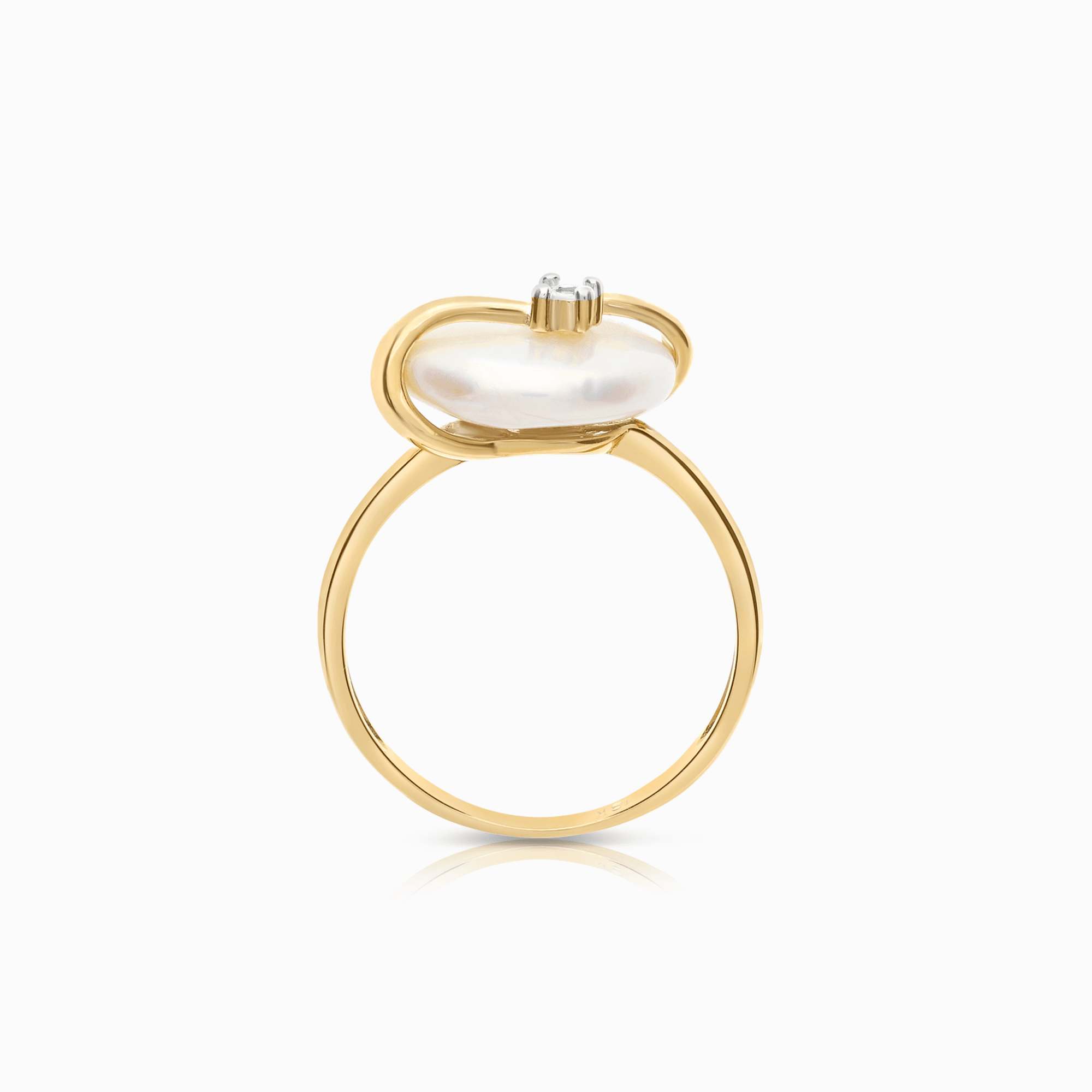 Pärlring med diamant 0,005ct 18K guld