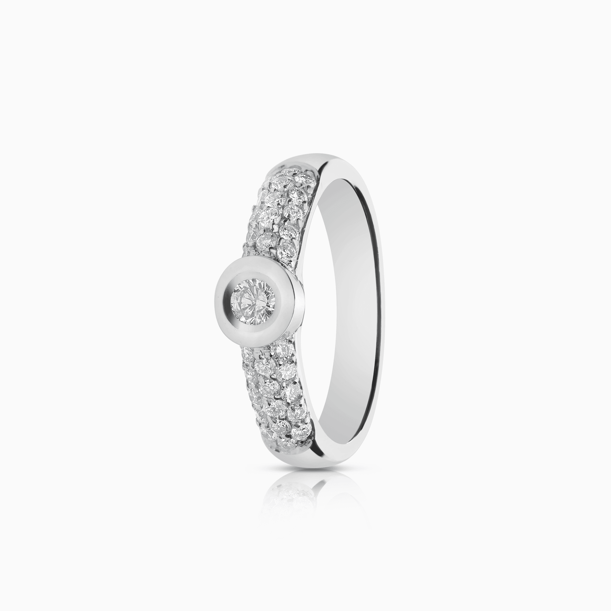 Sidostensring 0,65ct 18K vitguld