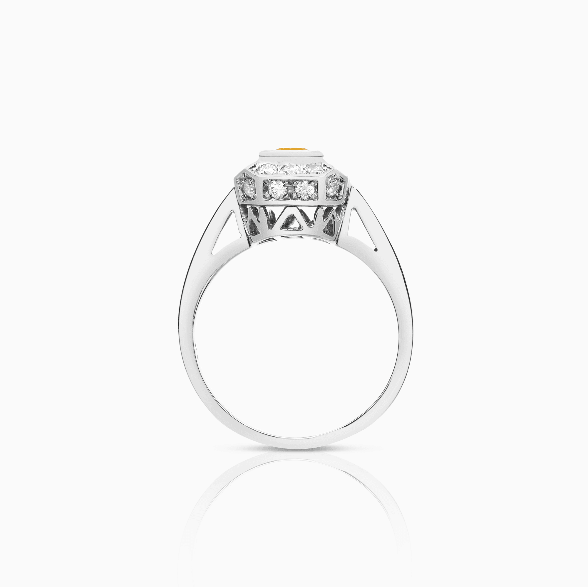 Diamantring med gul safir 0,50ct 18K vitguld