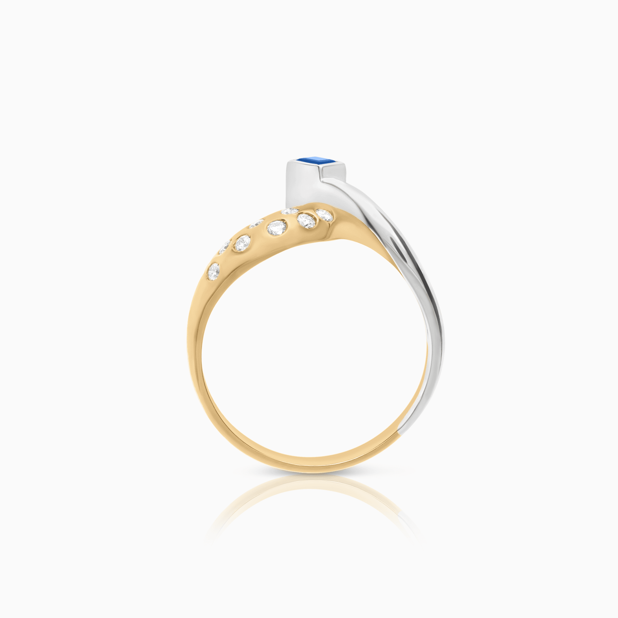Diamantring med en blå safir 0,20ct 18K gul/vitguld
