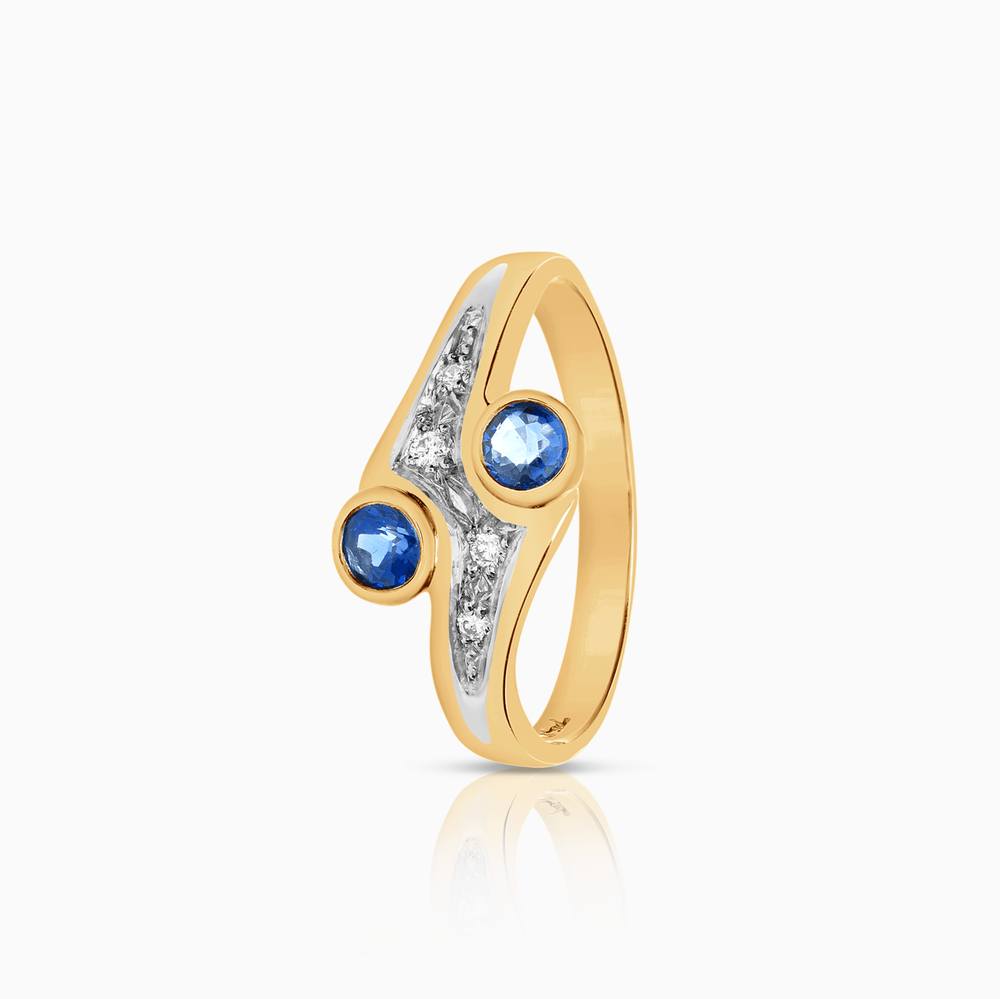 Diamantring med blåa safirer 0,04ct 18K guld