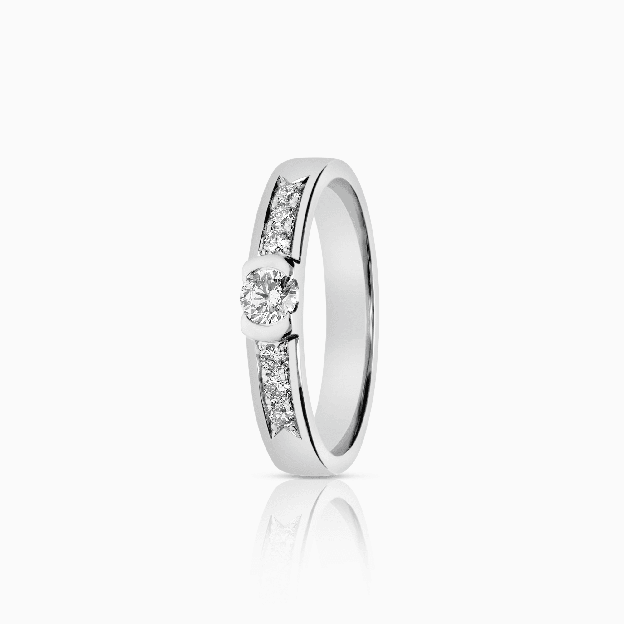 Sidostensring 0,28ct 18K vitguld