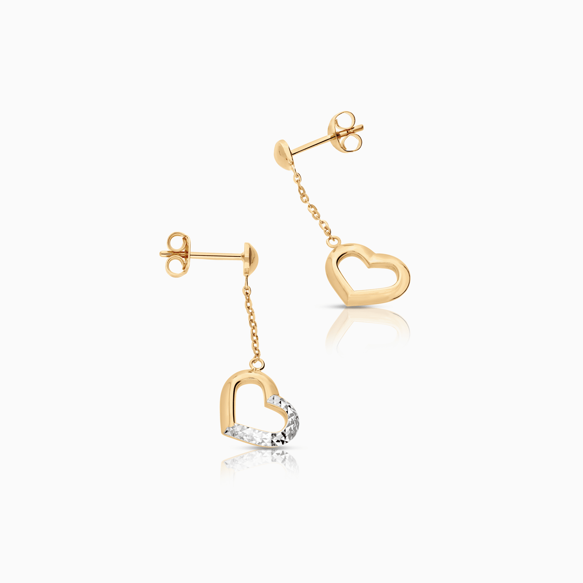 Gold earrings hearts 1.62g 18K white/yellow gold