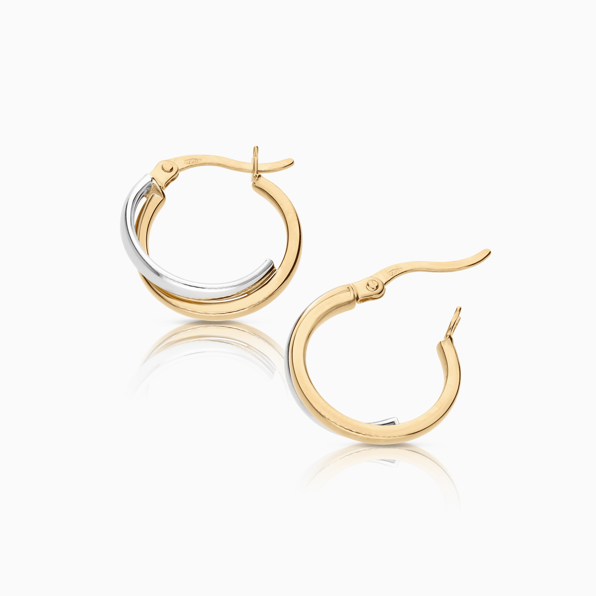 Gold hoop earrings 1.70g 18K white/yellow gold