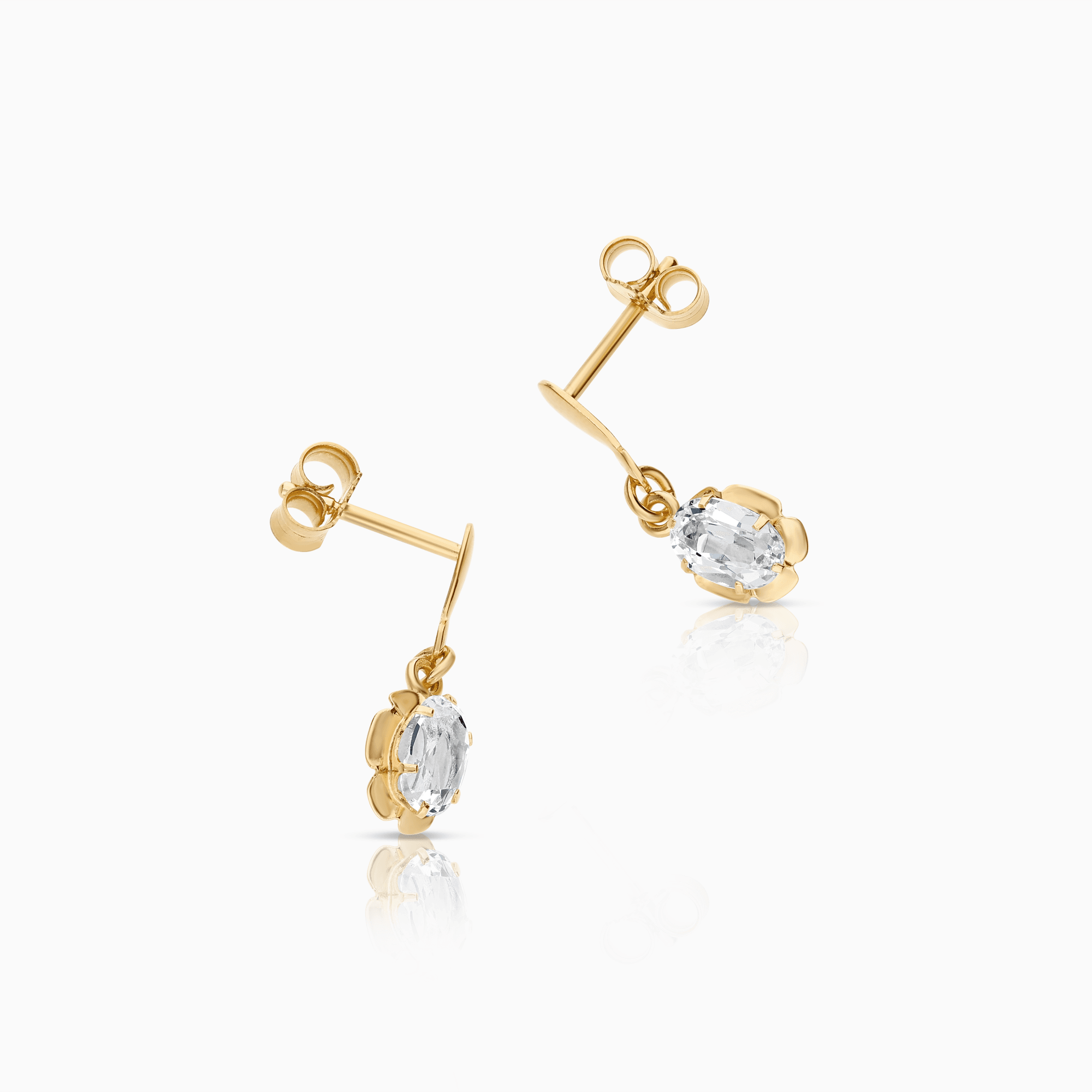 Gold earrings with white stones 1.18g 18K gold