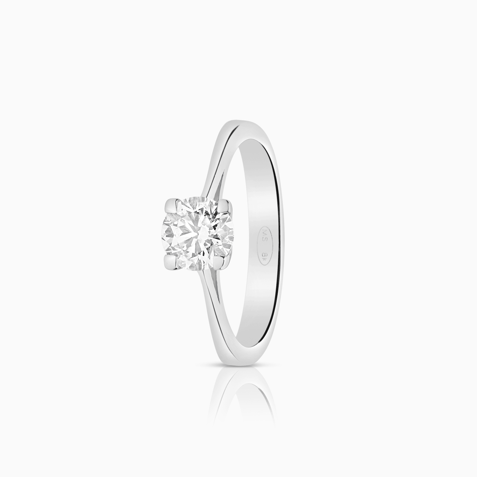 Solitaire-ring 0,70ct 18K hvitt gull GIA sertifikat