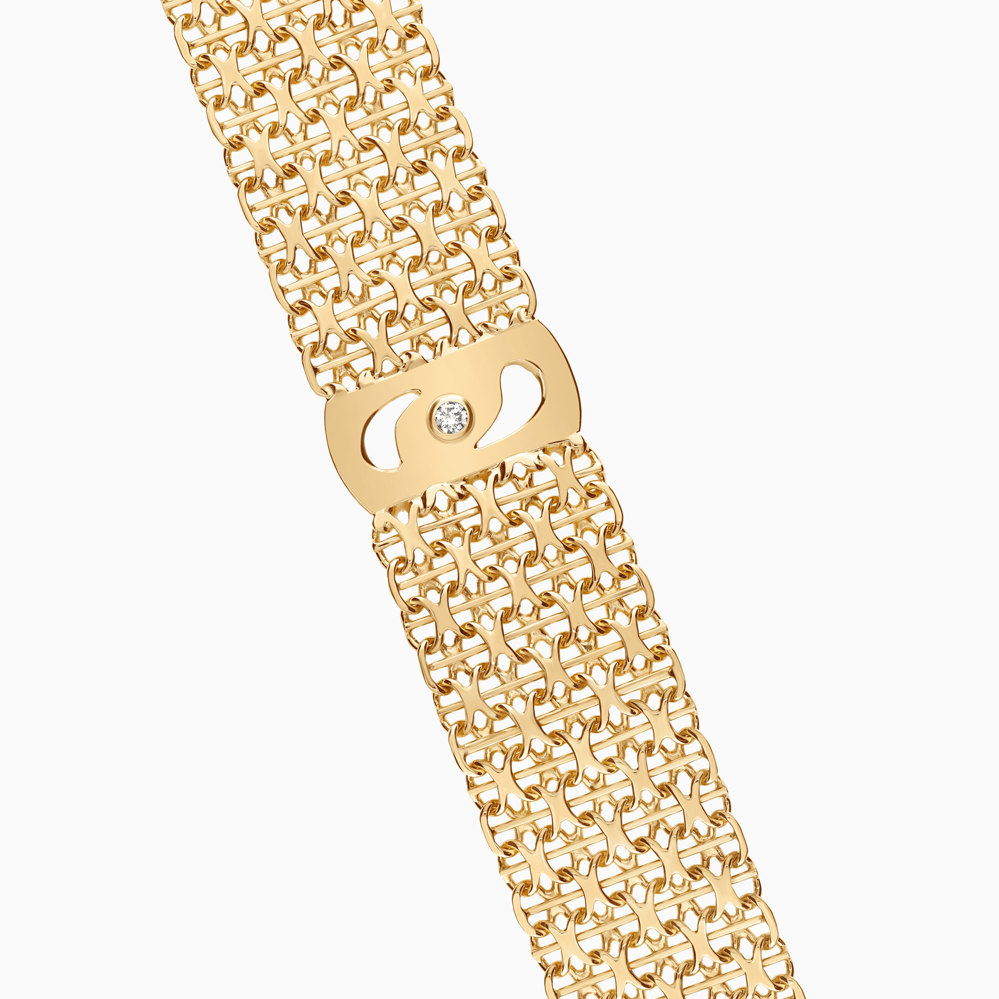 X-länk armband med diamant 35,39g 18K gulguld
