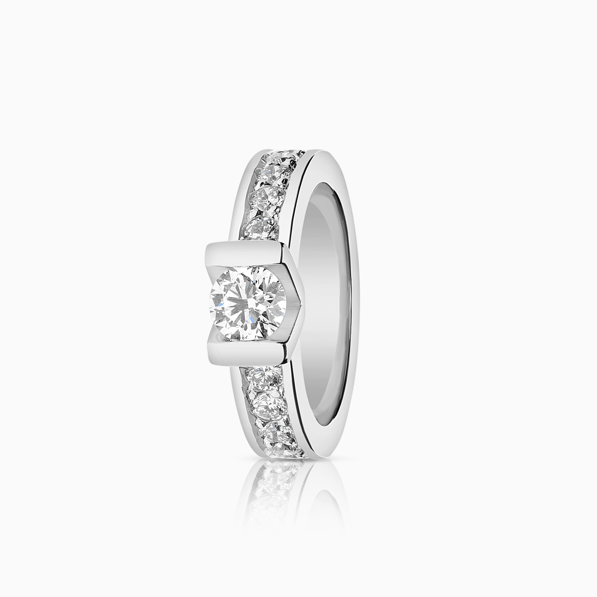 Sidostensring 0,92ct 18K vitguld