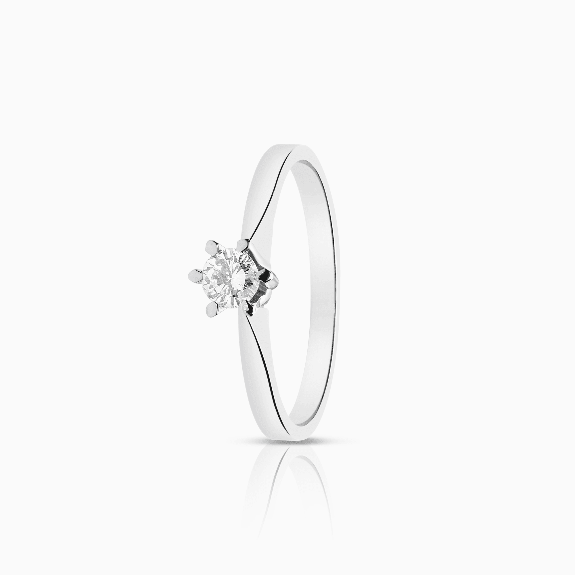 Solitaire-ring 0,17ct 18K hvitt gull