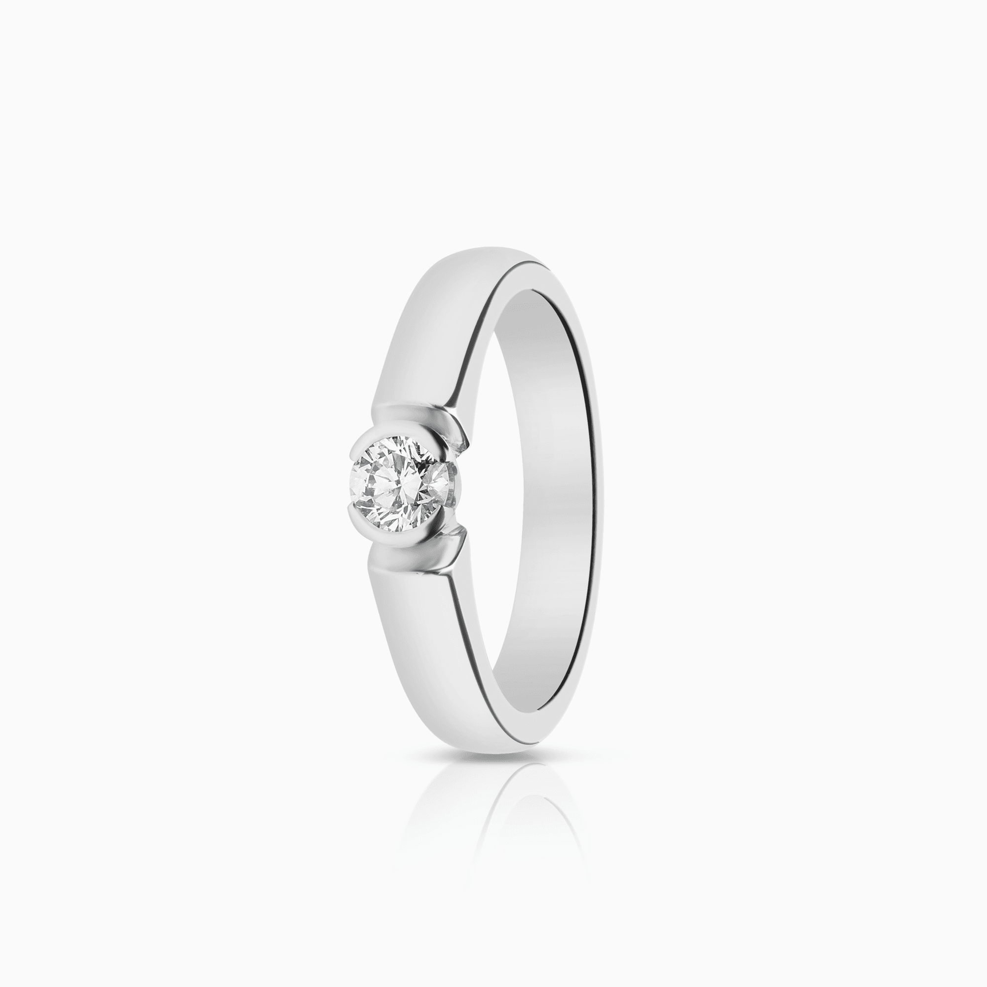 Solitaire-ring 0,20ct 18K hvitt gull